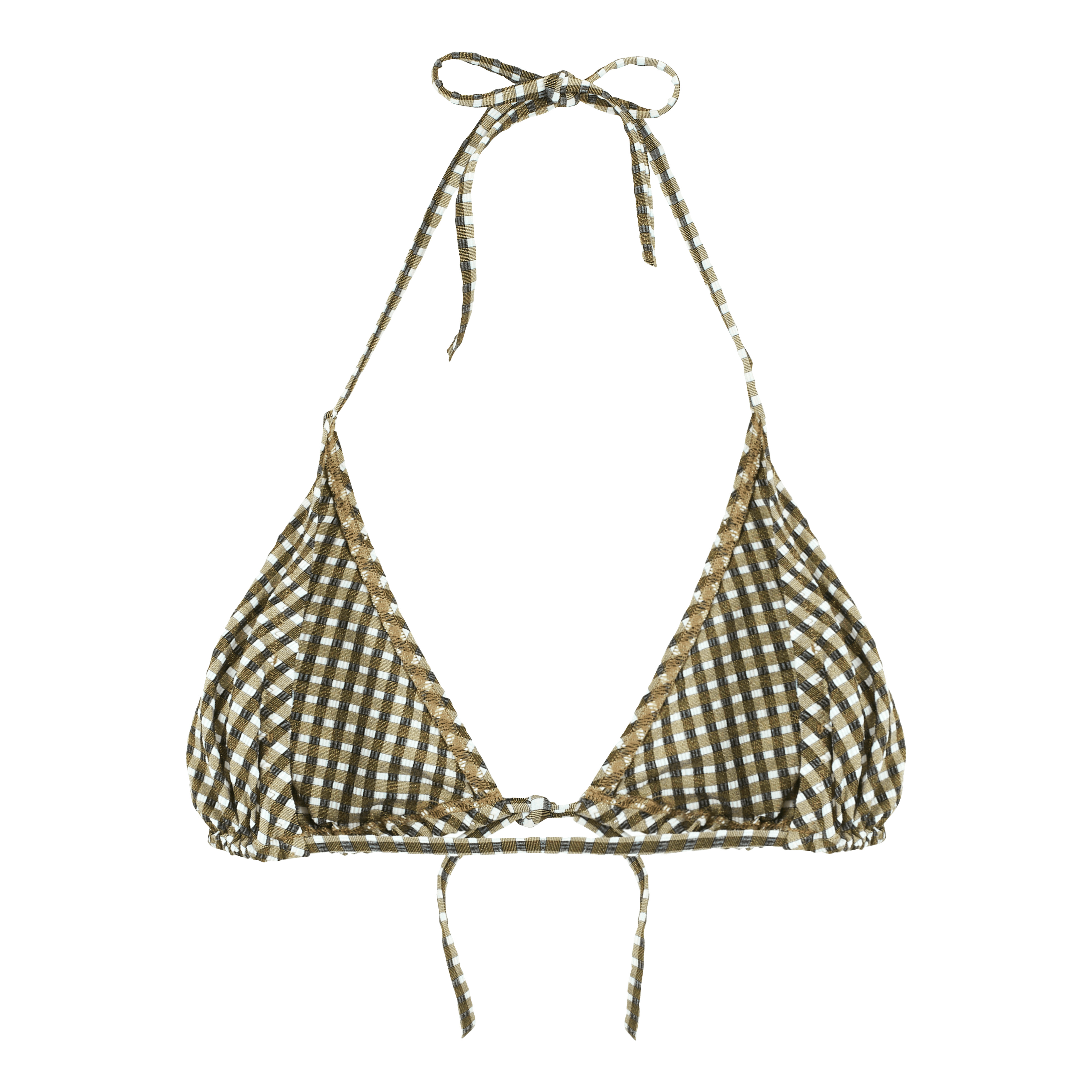 Women Triangle Bikini Top Pocket Checks - 2