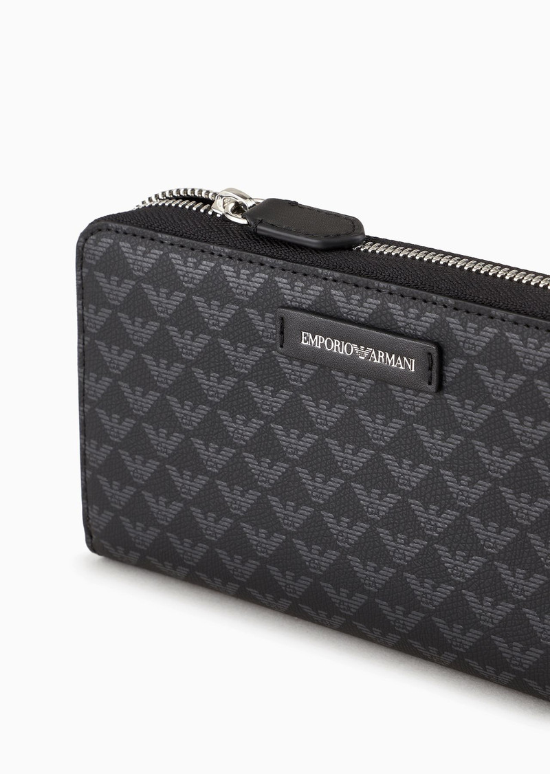 All-over eagle wallet with wrap-around zip 4