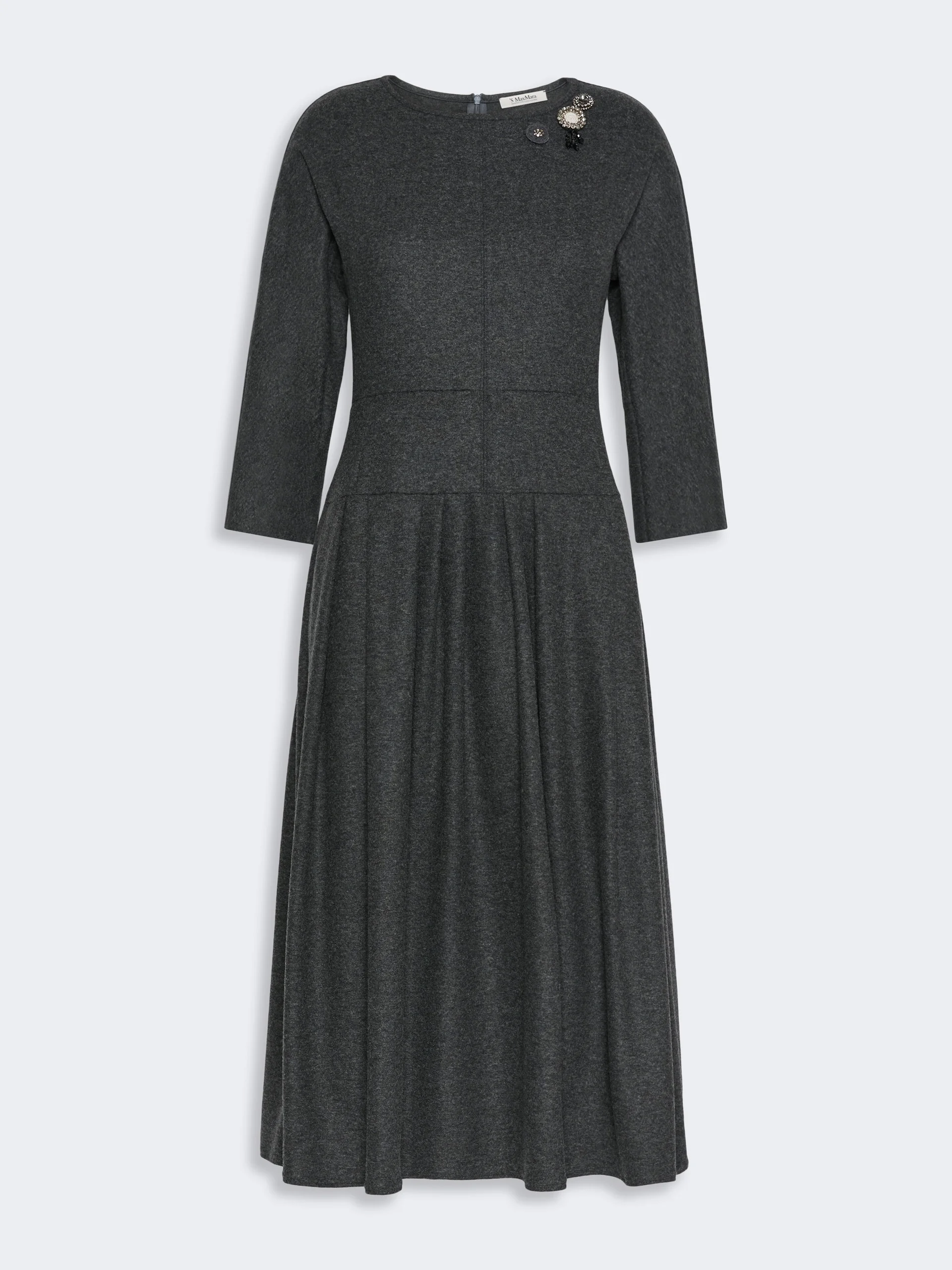 TANIA Flannel jersey midi dress - DARK GREY - 1