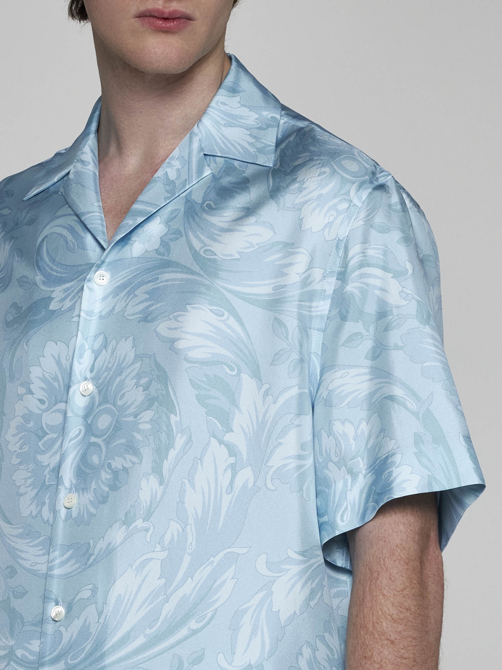 Versace Barocco-print silk shirt - Blue