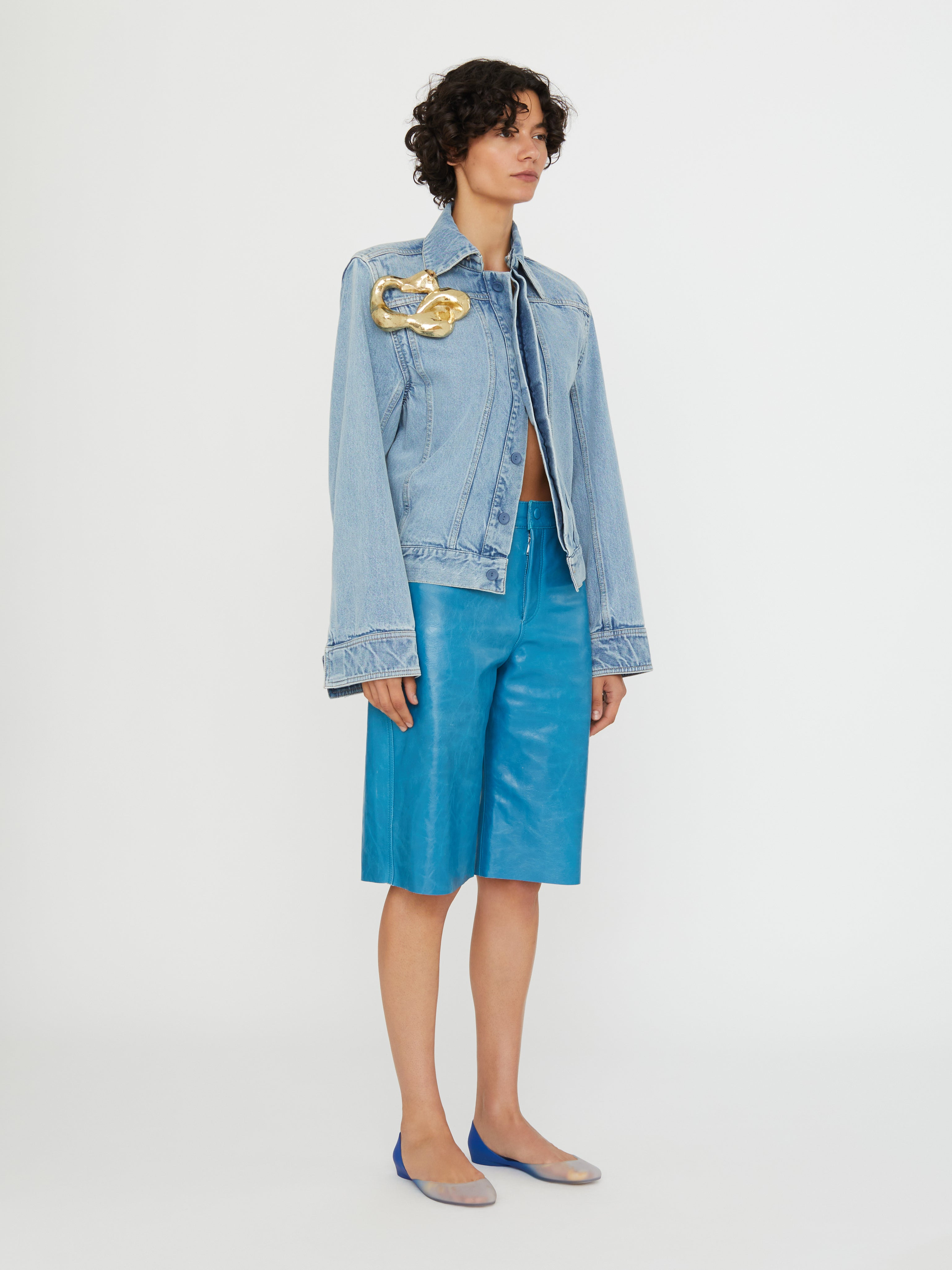 Sculptured Corsage Denim Jacket - 4