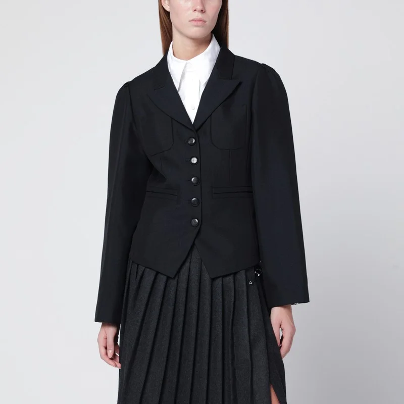 Black wool-blend jacket - 1