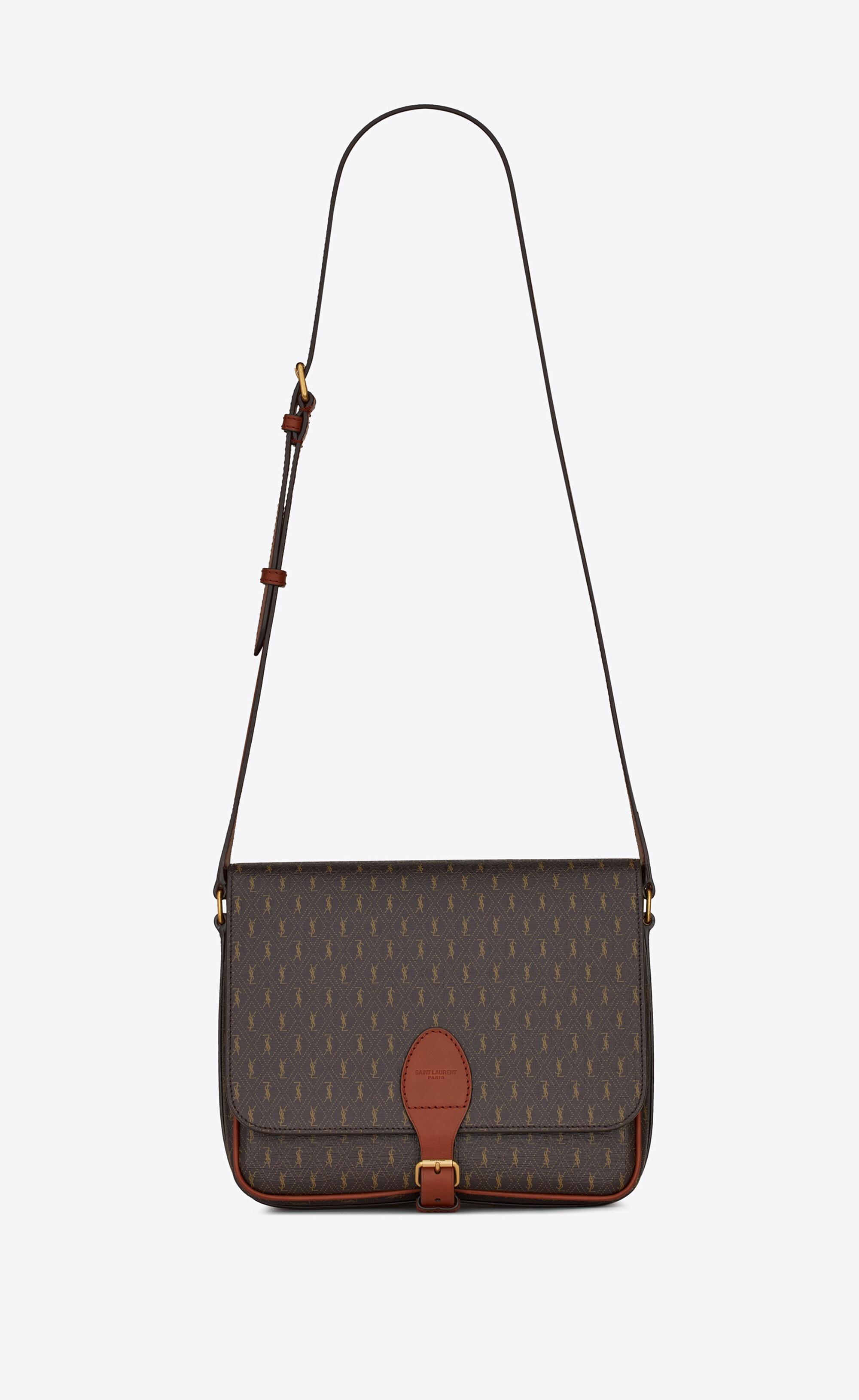 Saint Laurent Monogram All Over Tote In Canvas And Smooth Leather