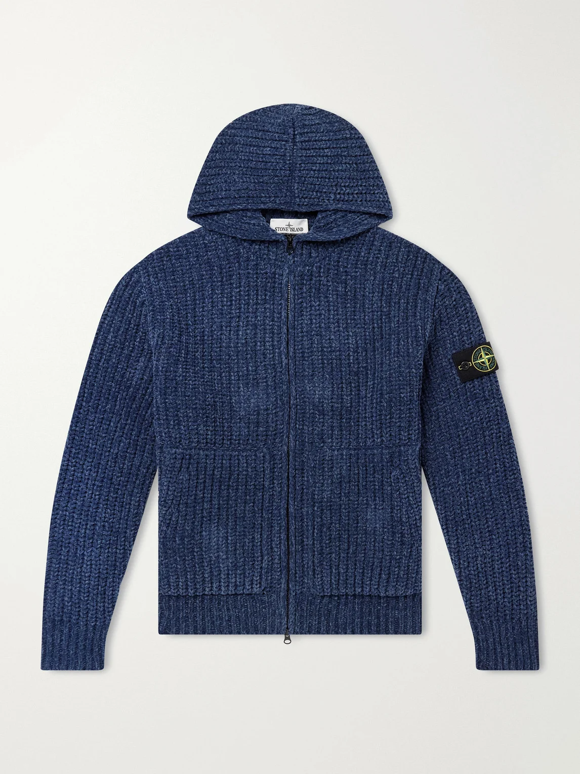 Knitted Cotton-Chenille Zip-Up Hoodie - 1
