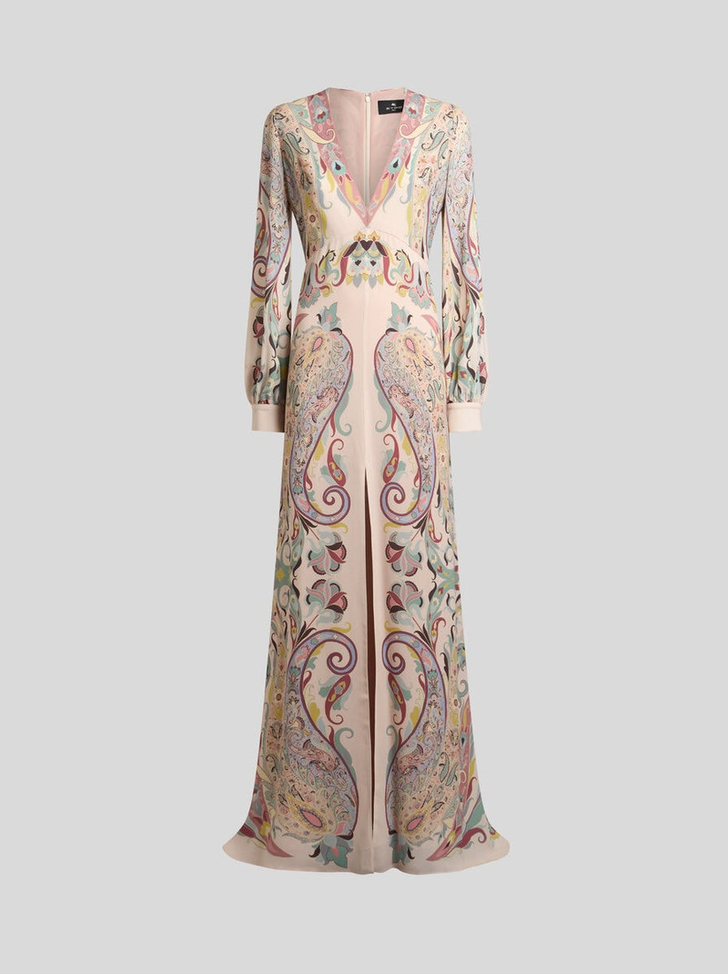 LONG DRESS IN PRINTED STRETCH SABLE 1