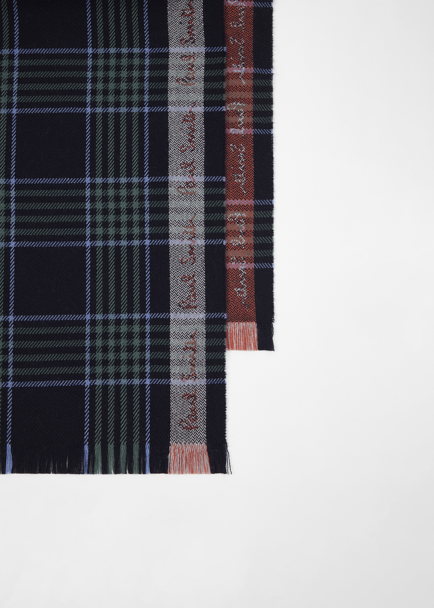 Navy Border Check Scarf - 2