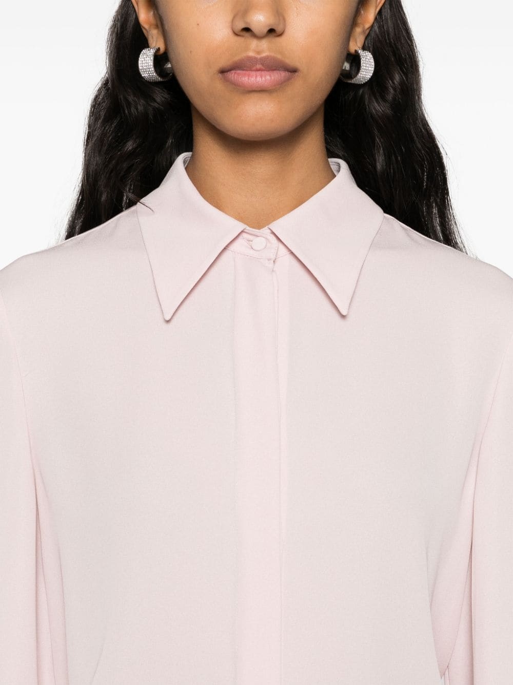 pointed-collar silk shirt - 5