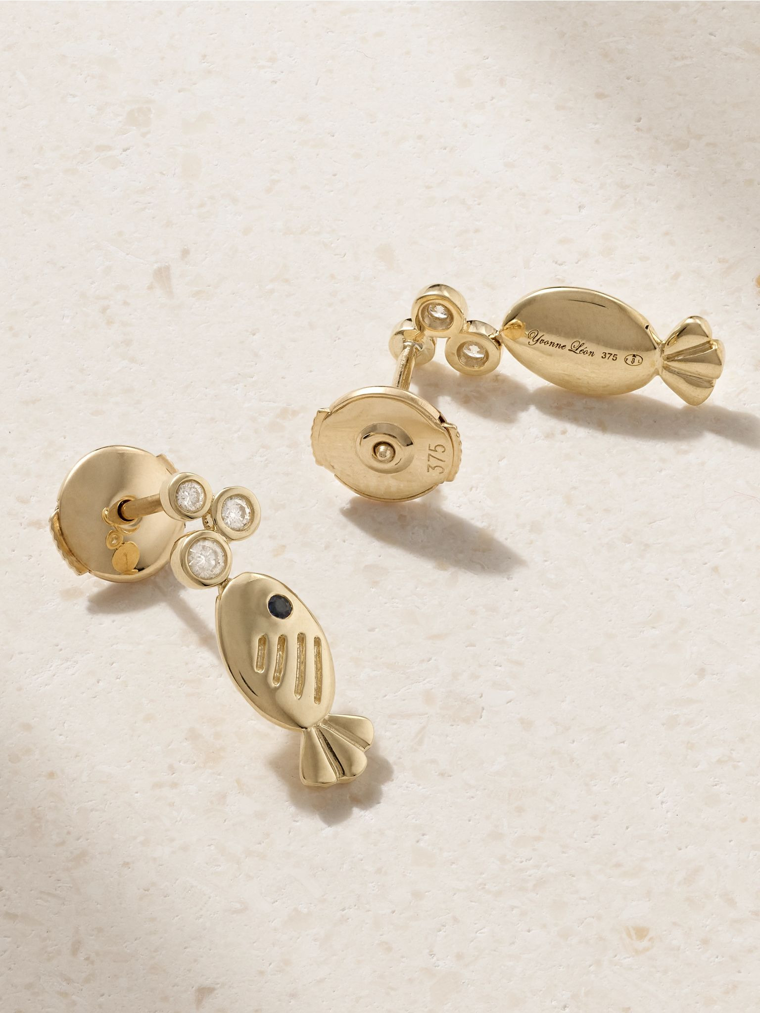 Sous L’Eau 9-karat gold, diamond and sapphire earrings Gold - 3