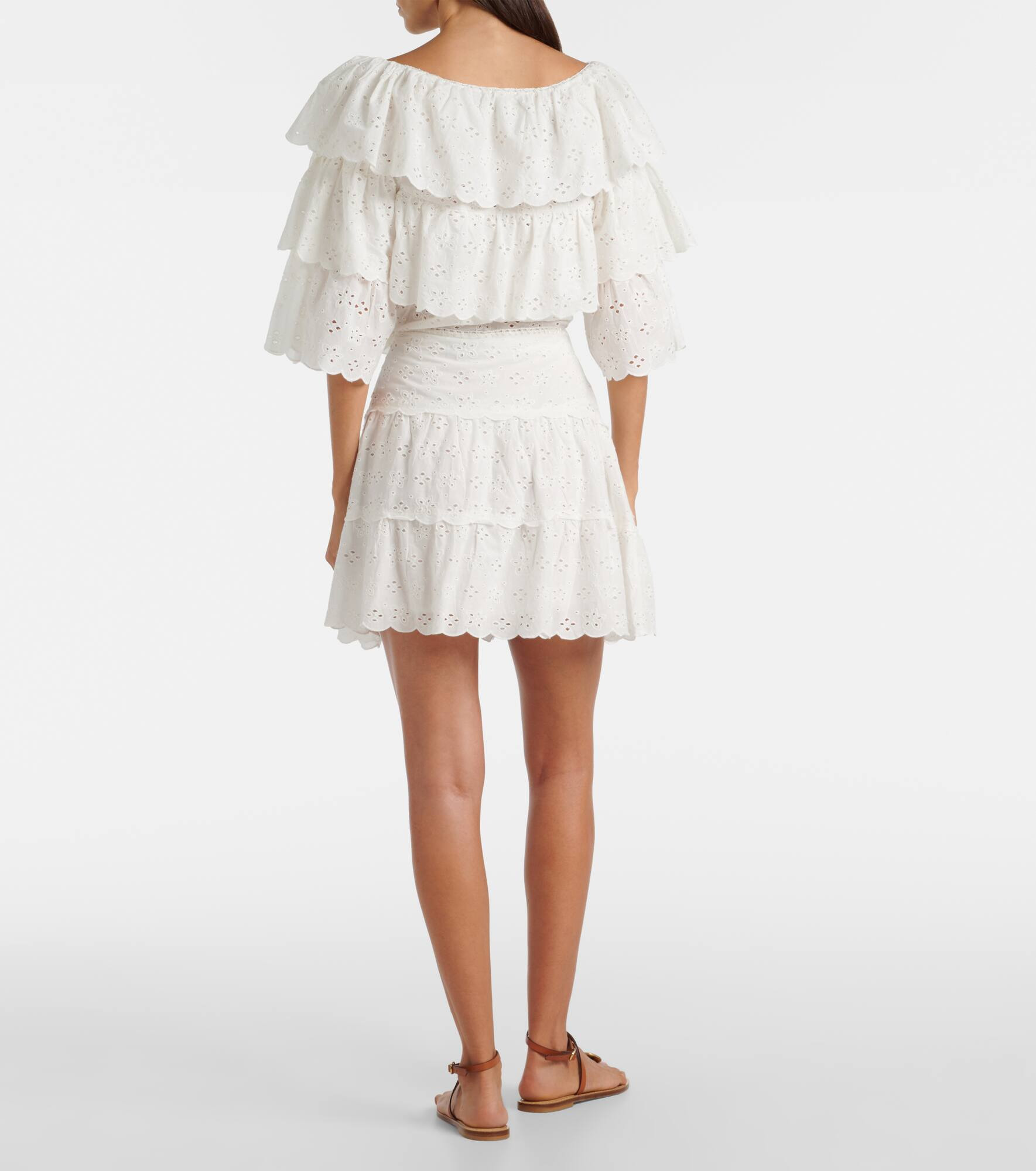 Cassandra scalloped cotton miniskirt - 3