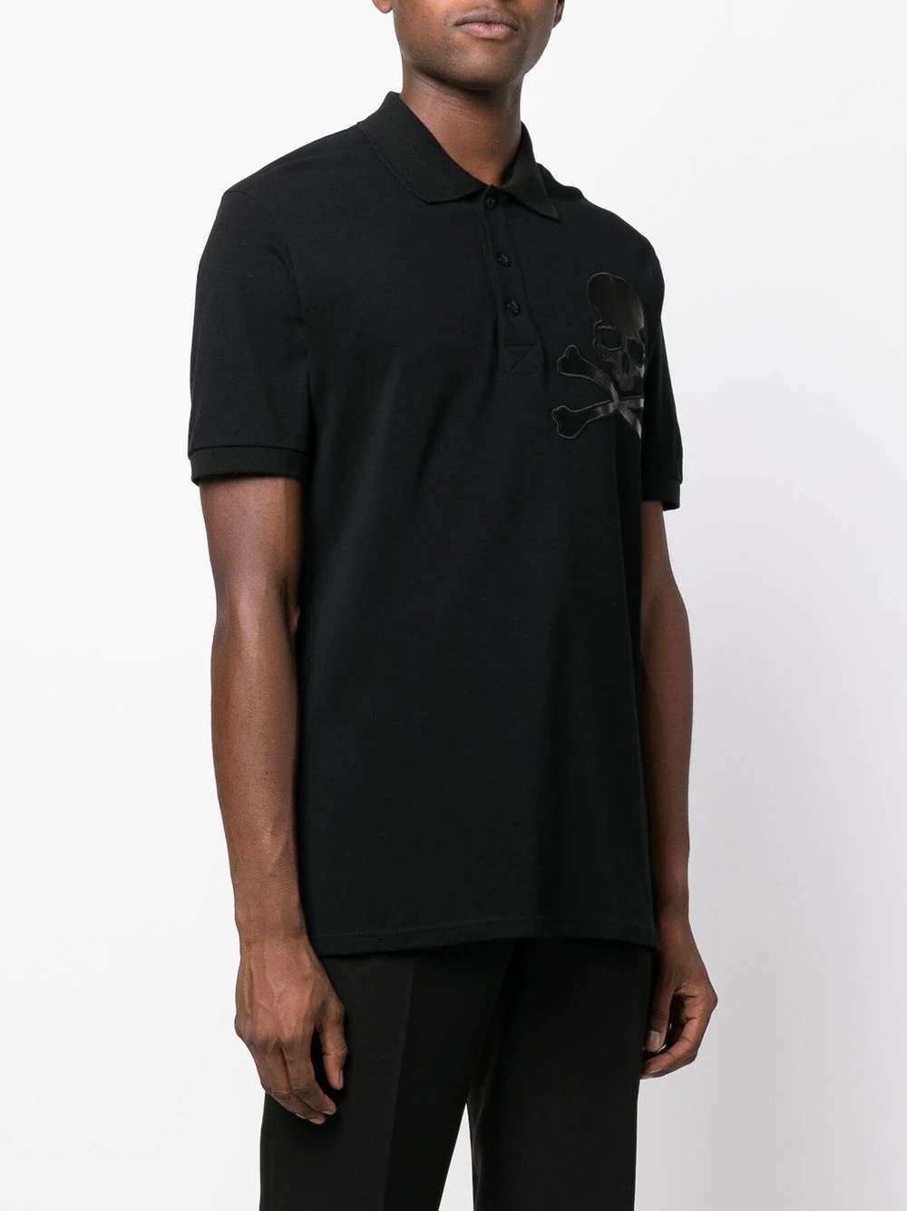 Skull-patch cotton polo shirt - 3