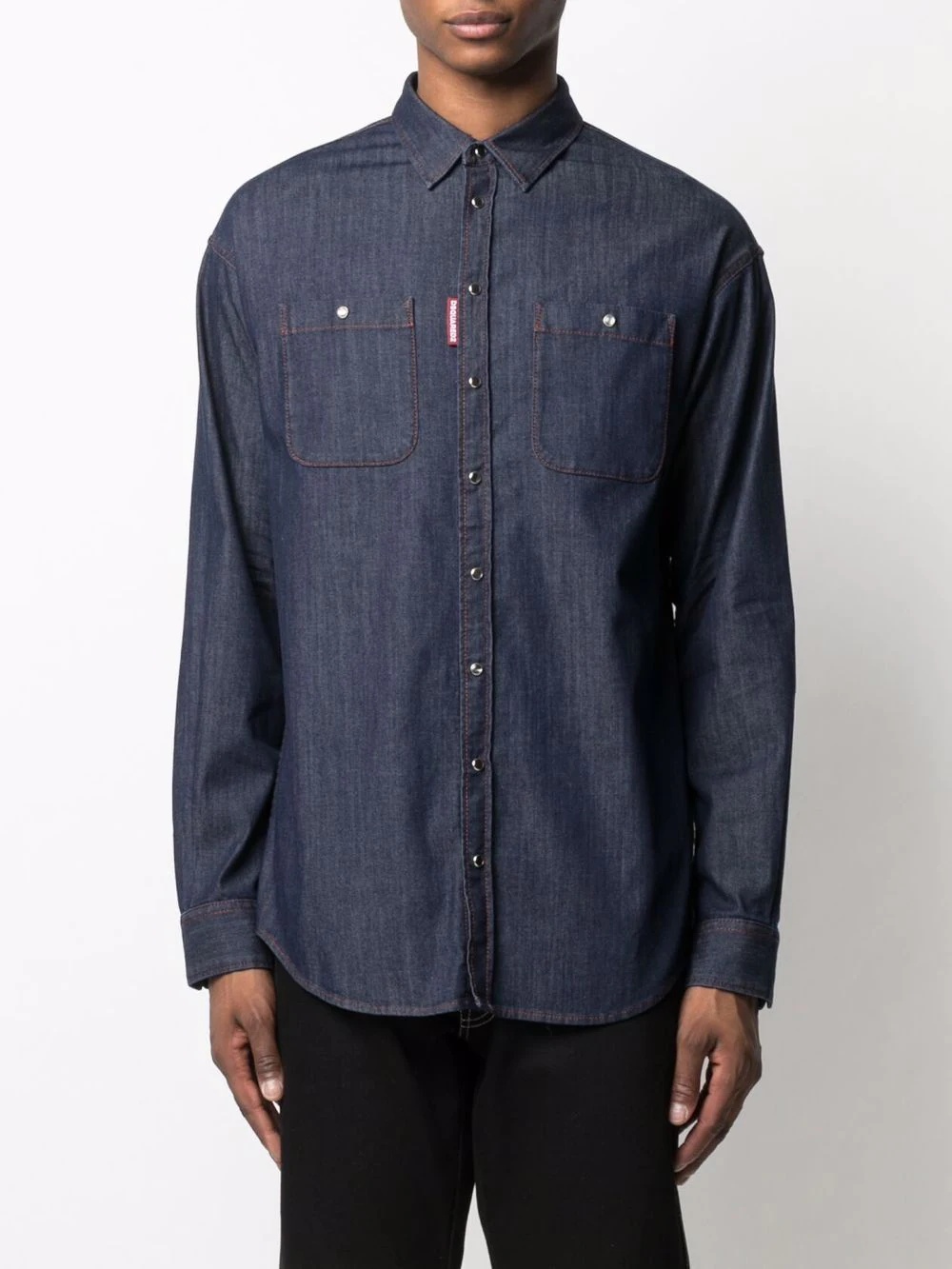 logo-print denim shirt - 3