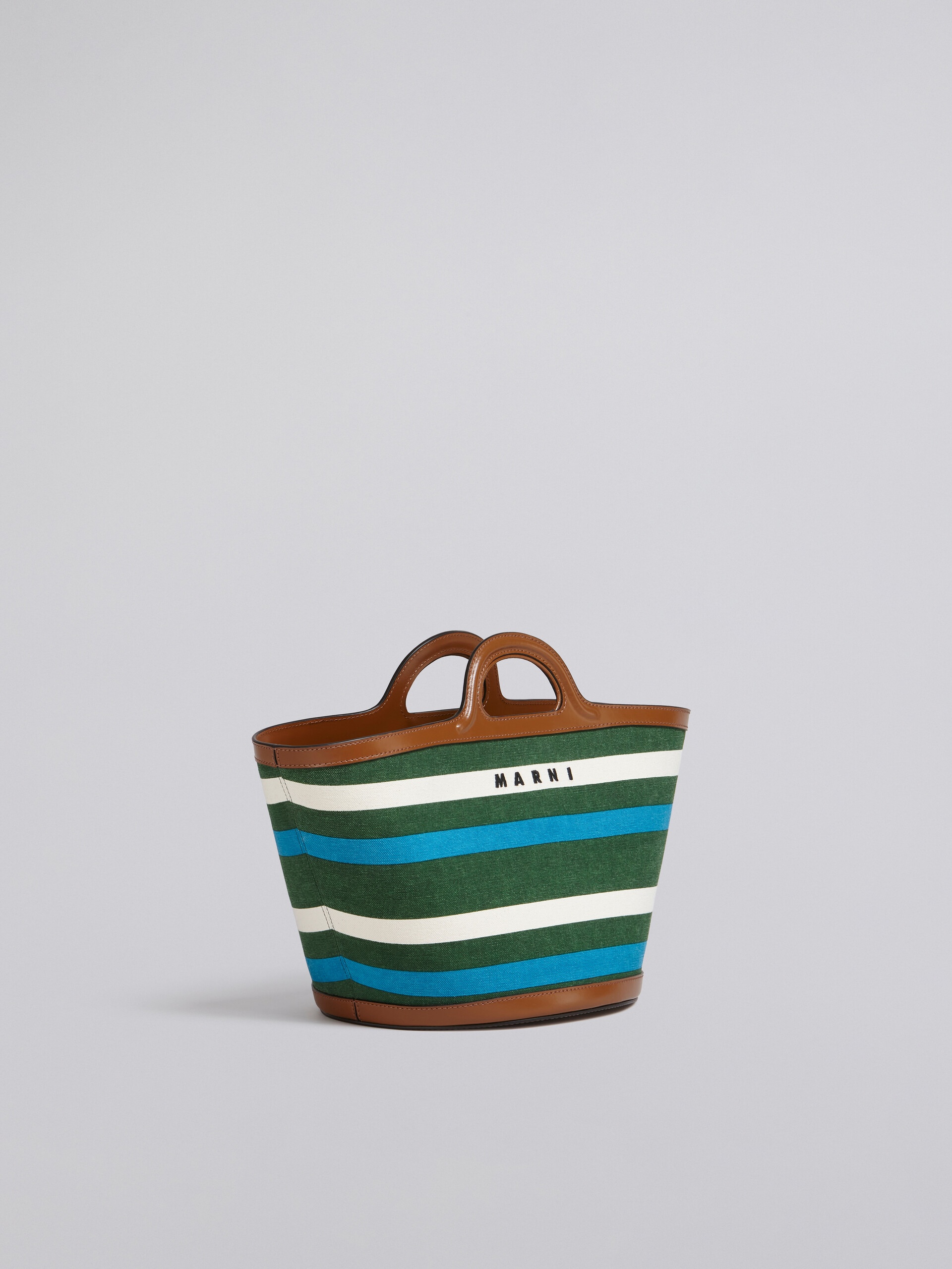 TROPICALIA SMALL BAG IN LEATHER AND STRIPED CANVAS 6