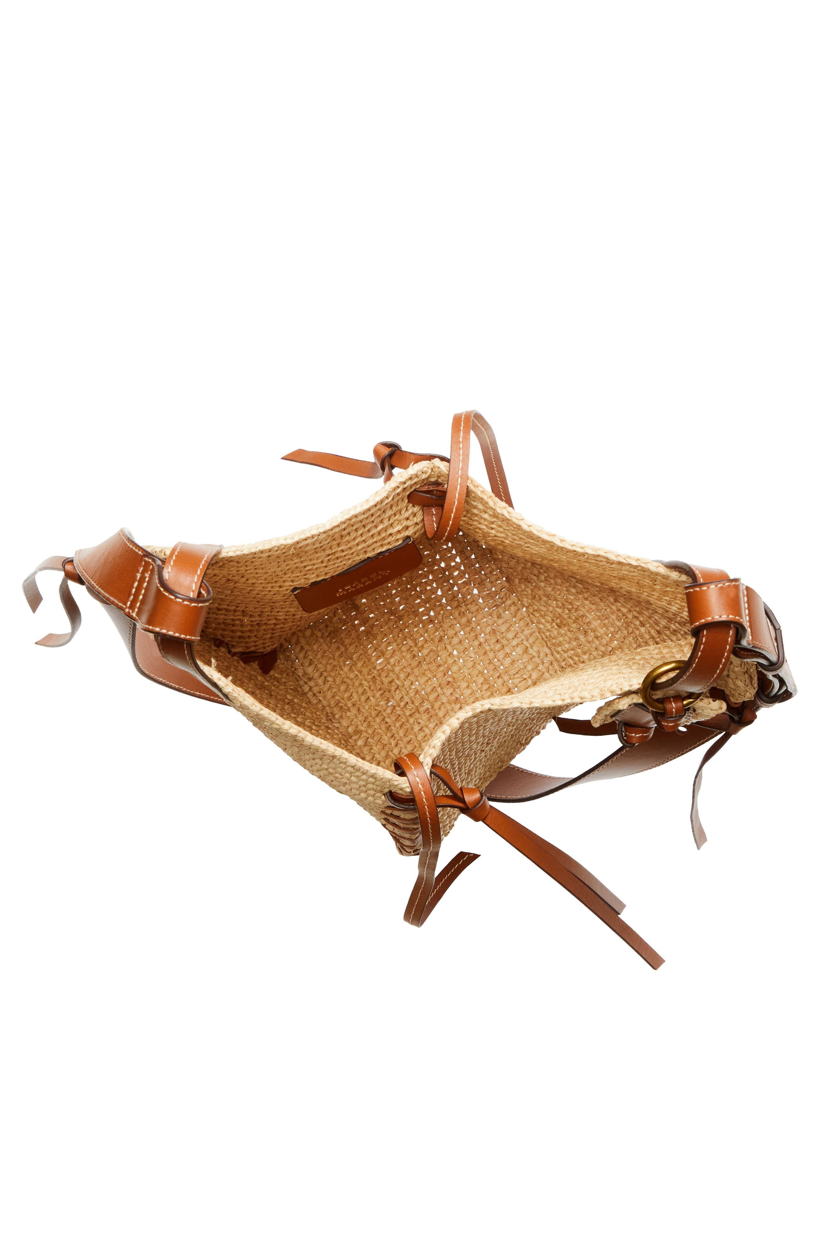 Isabel Marant Mini Tampa Woven Raffia Shoulder Bag in Natural/Cognac at Nordstrom - 5