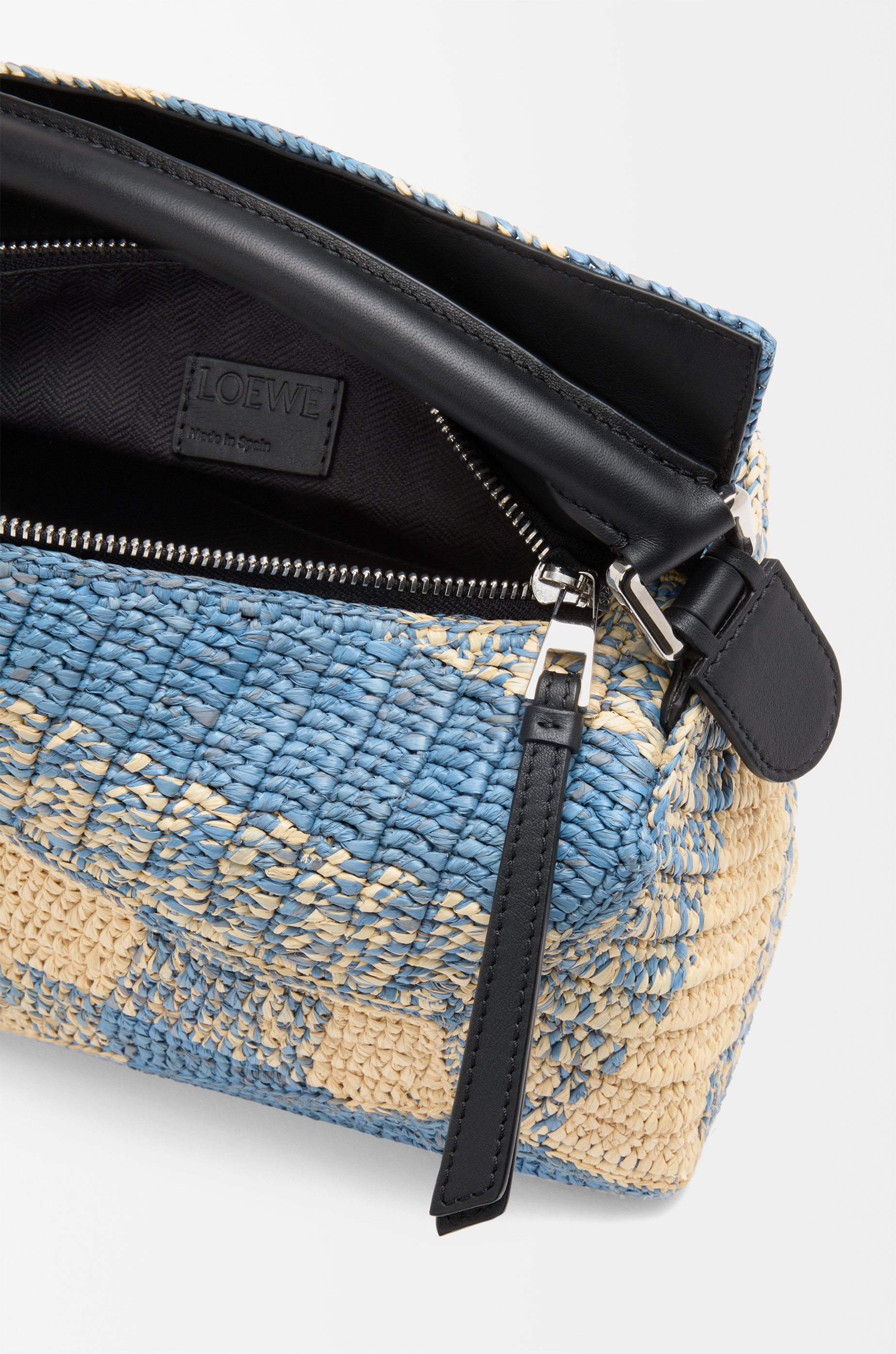 Small Puzzle Edge bag in raffia and calfskin - 9