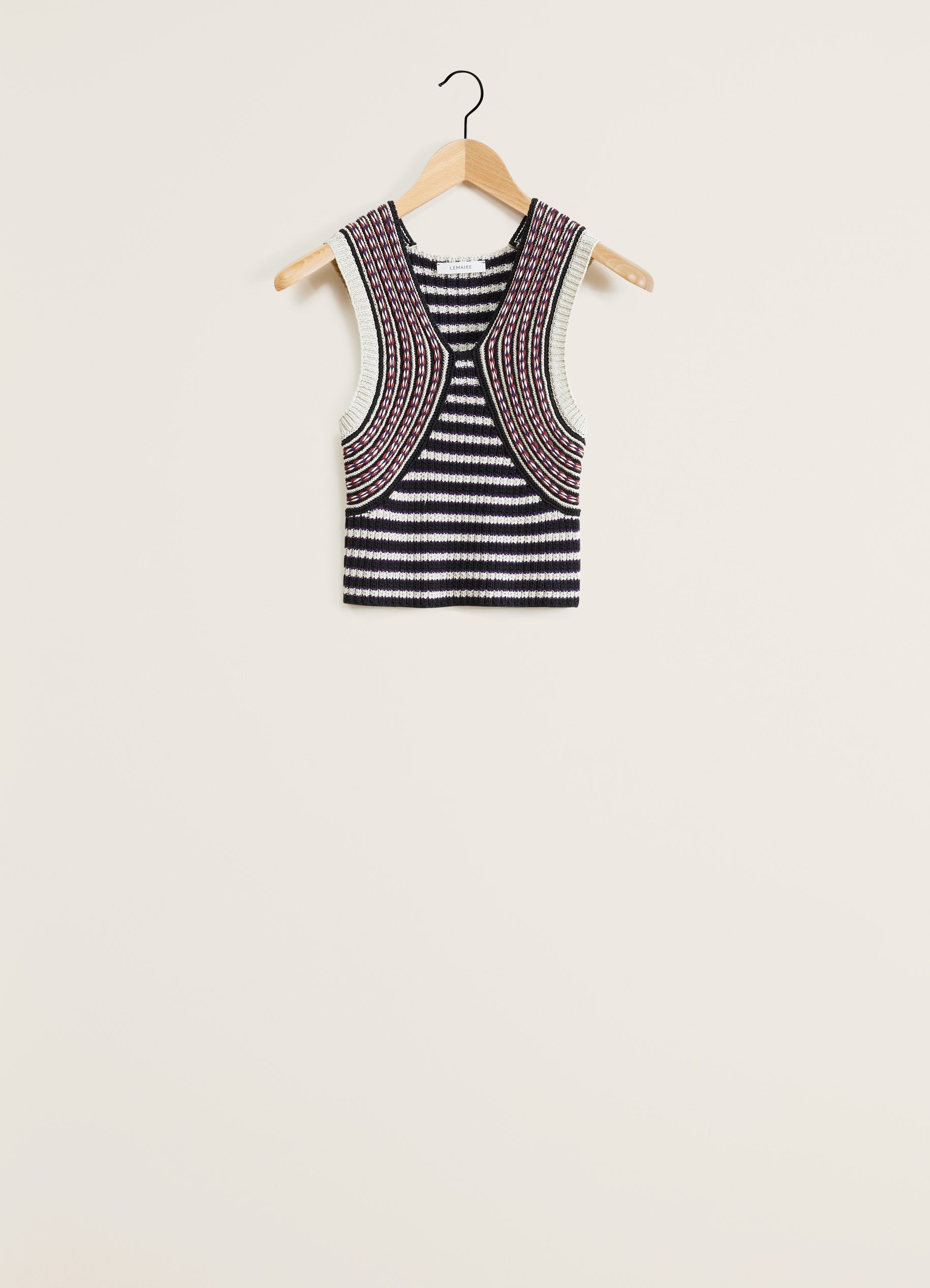 STRIPED SLEEVELESS SWEATER WITH BRAIDS - 3