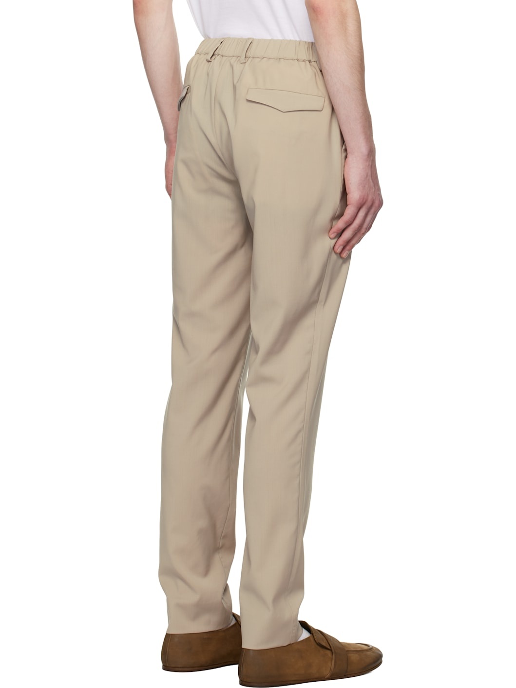 Beige Tropical Wool Trousers - 3