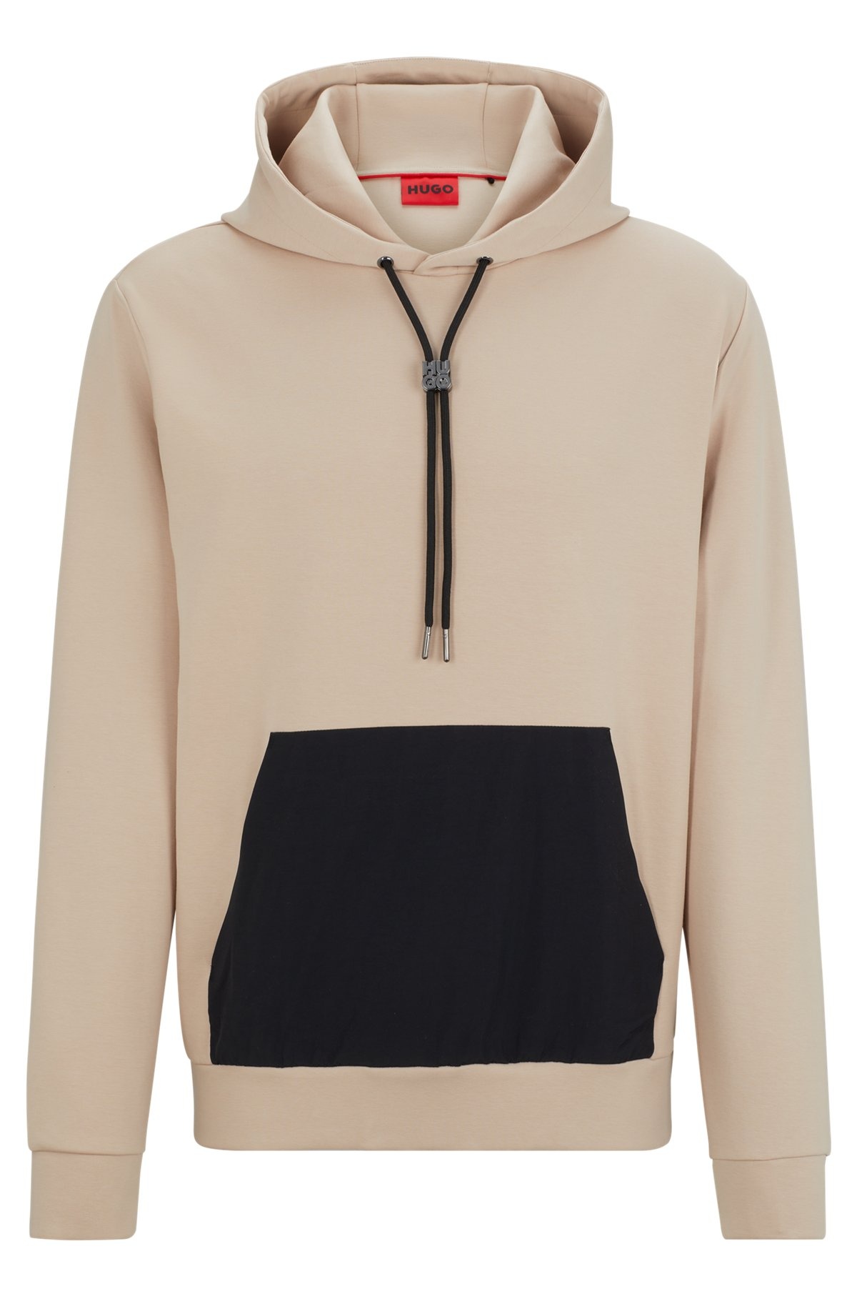 RELAXED-FIT HOODIE IN STRETCH COTTON WITH CONTRAST POCKET - 1