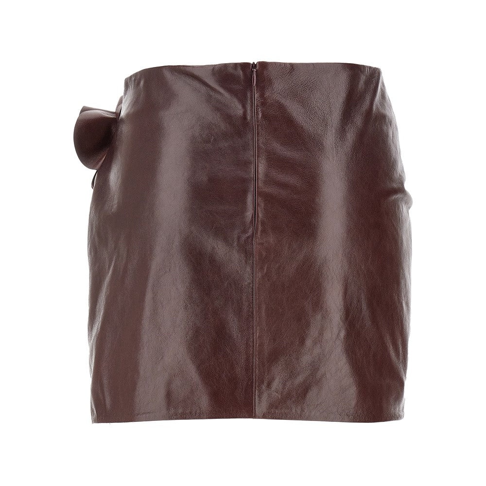 DRAPED LEATHER MINI SKIRT - 3