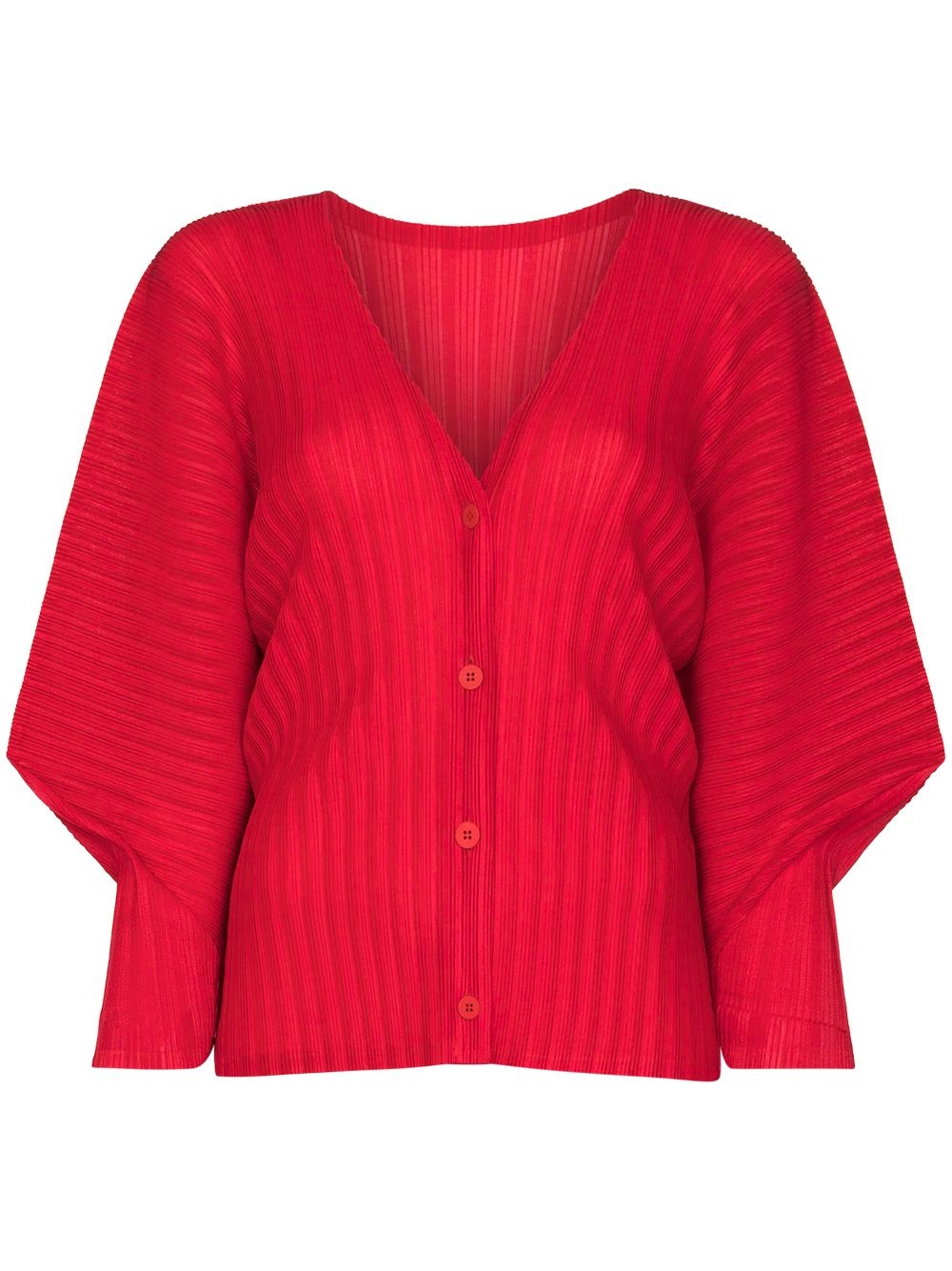 ribbed balloon sleeve cardigan - 1