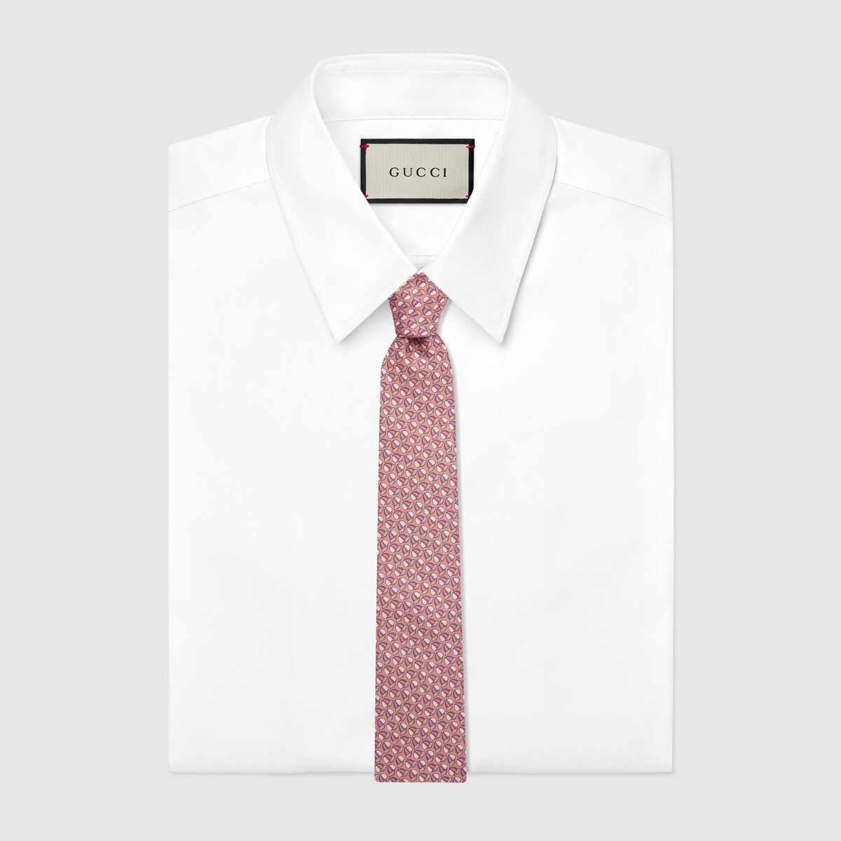 Interlocking G baseball hat print silk tie - 2