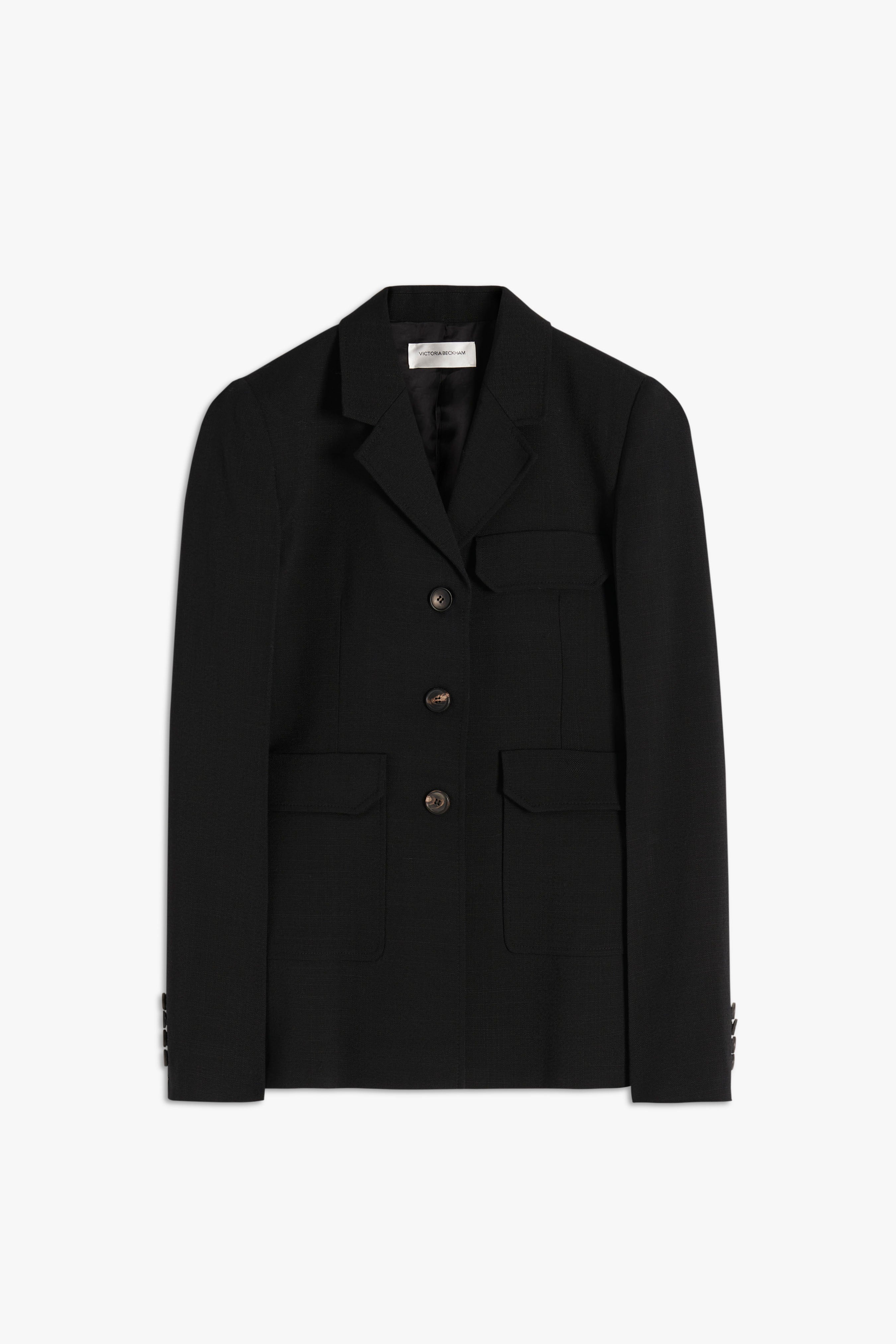 Three Button Single-Breasted Jacket in Black - 1