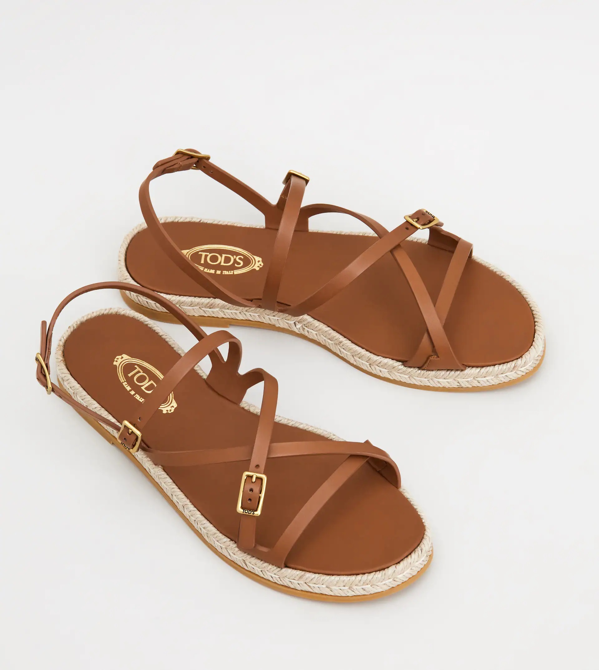 SANDALS IN LEATHER - BROWN - 3