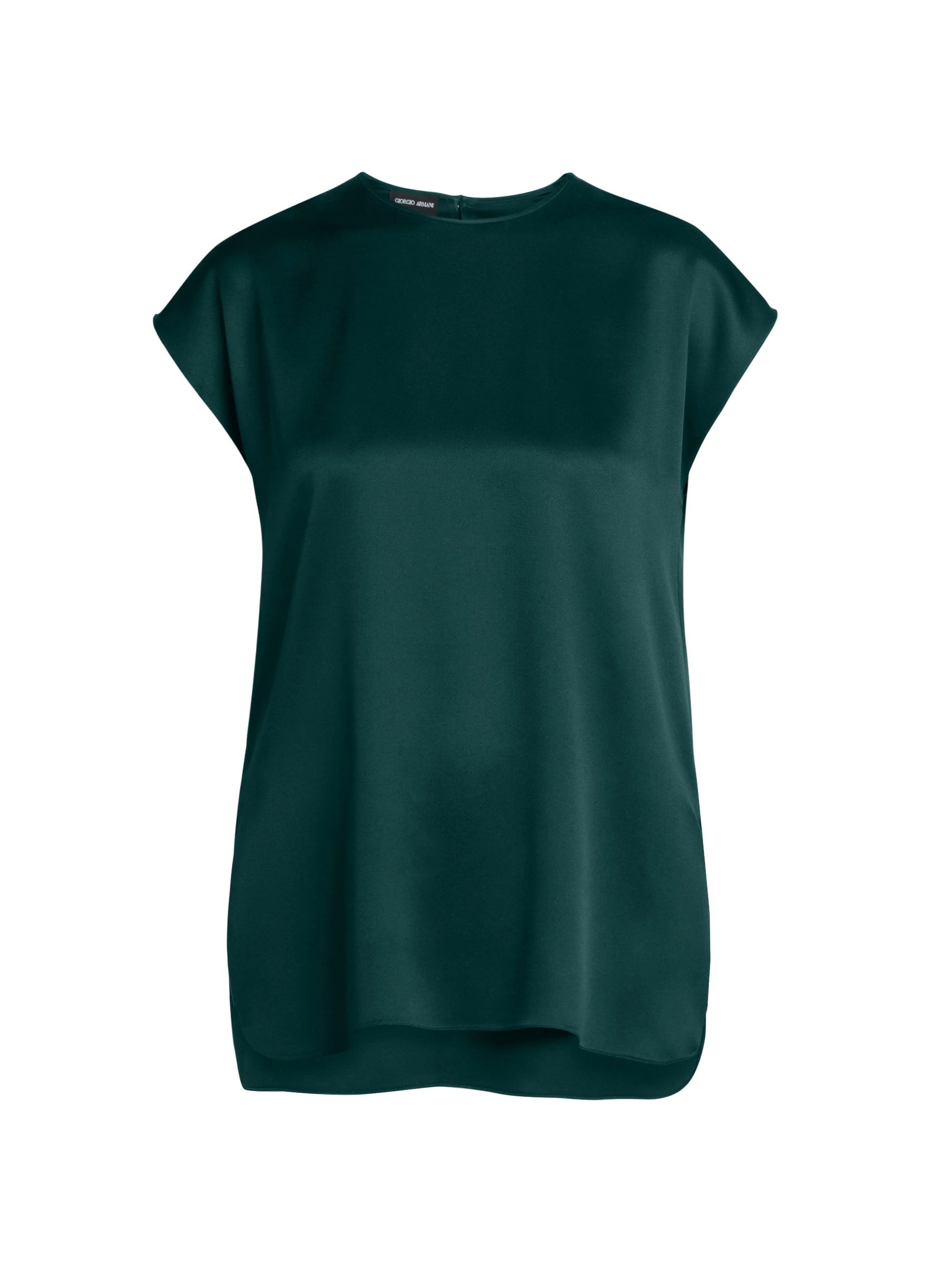 Women's Silk Satin Cap-Sleeve Top - Forest - 1