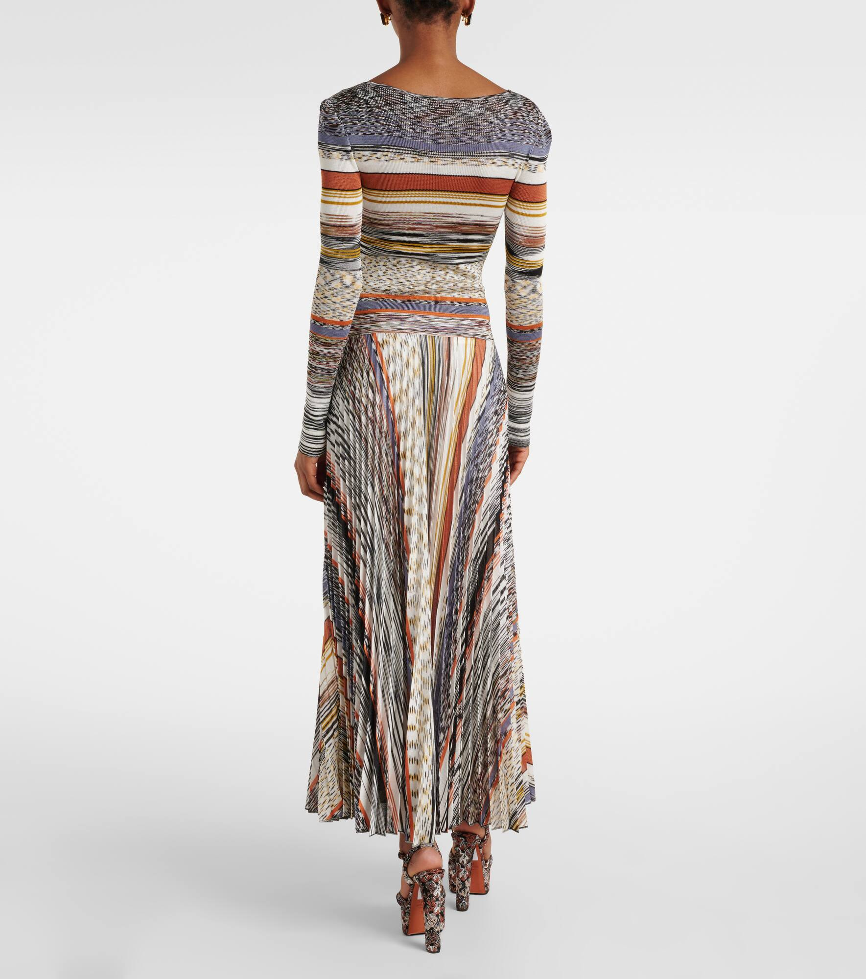 Knitted pleated striped maxi dress - 3