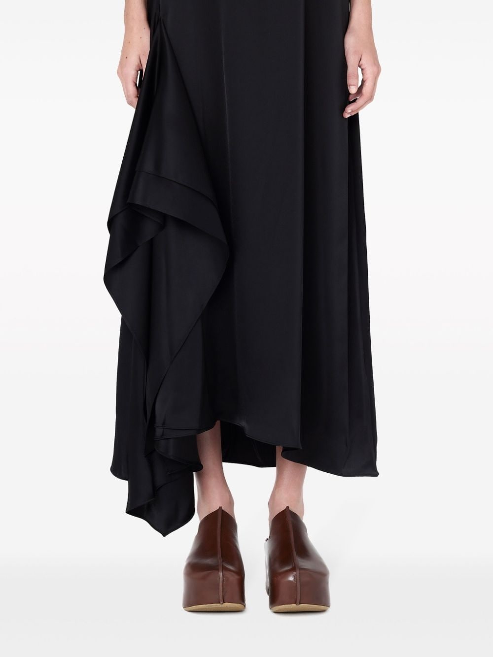 sleeveless draped midi dress - 5