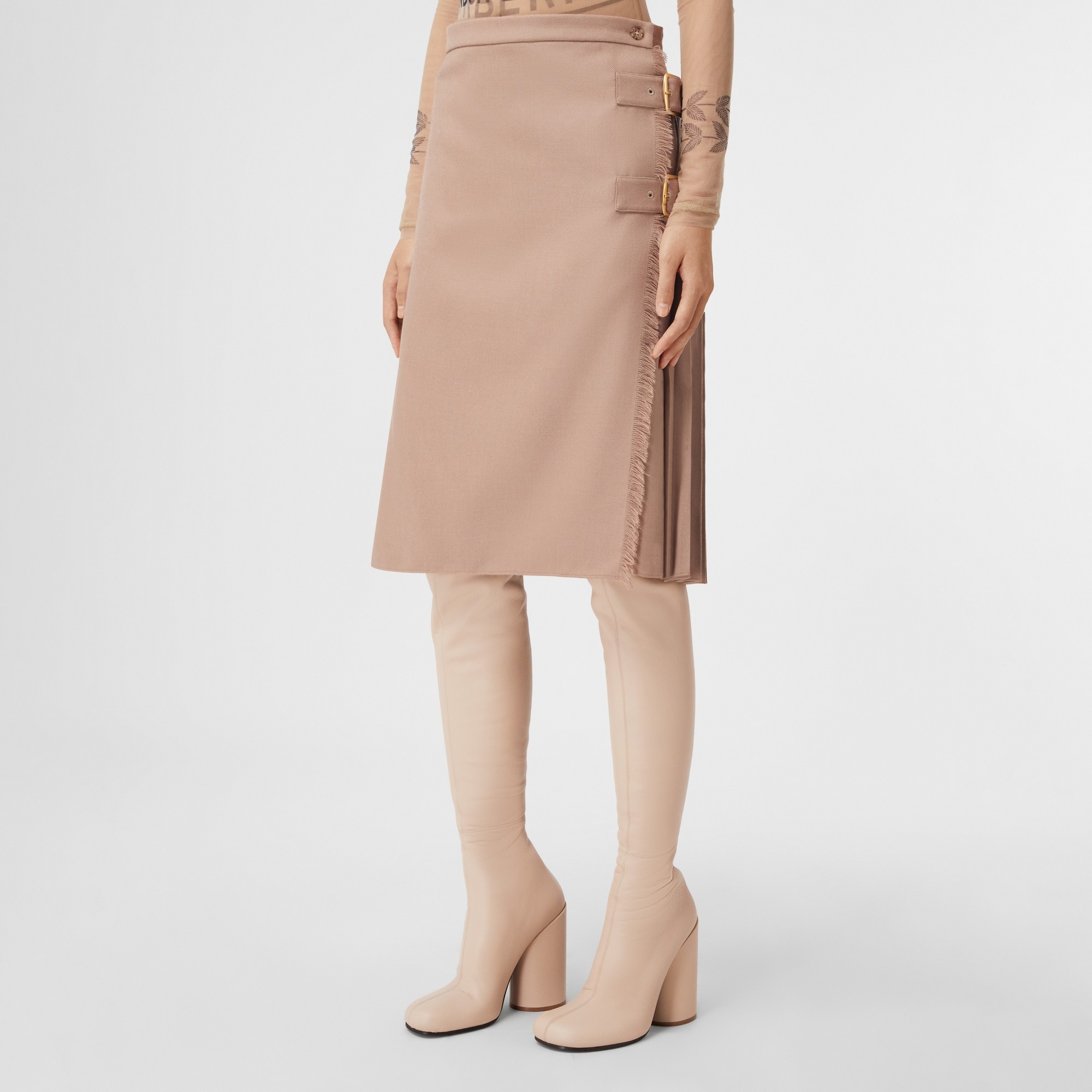 Burberry Brown Pleated Midi Skirt