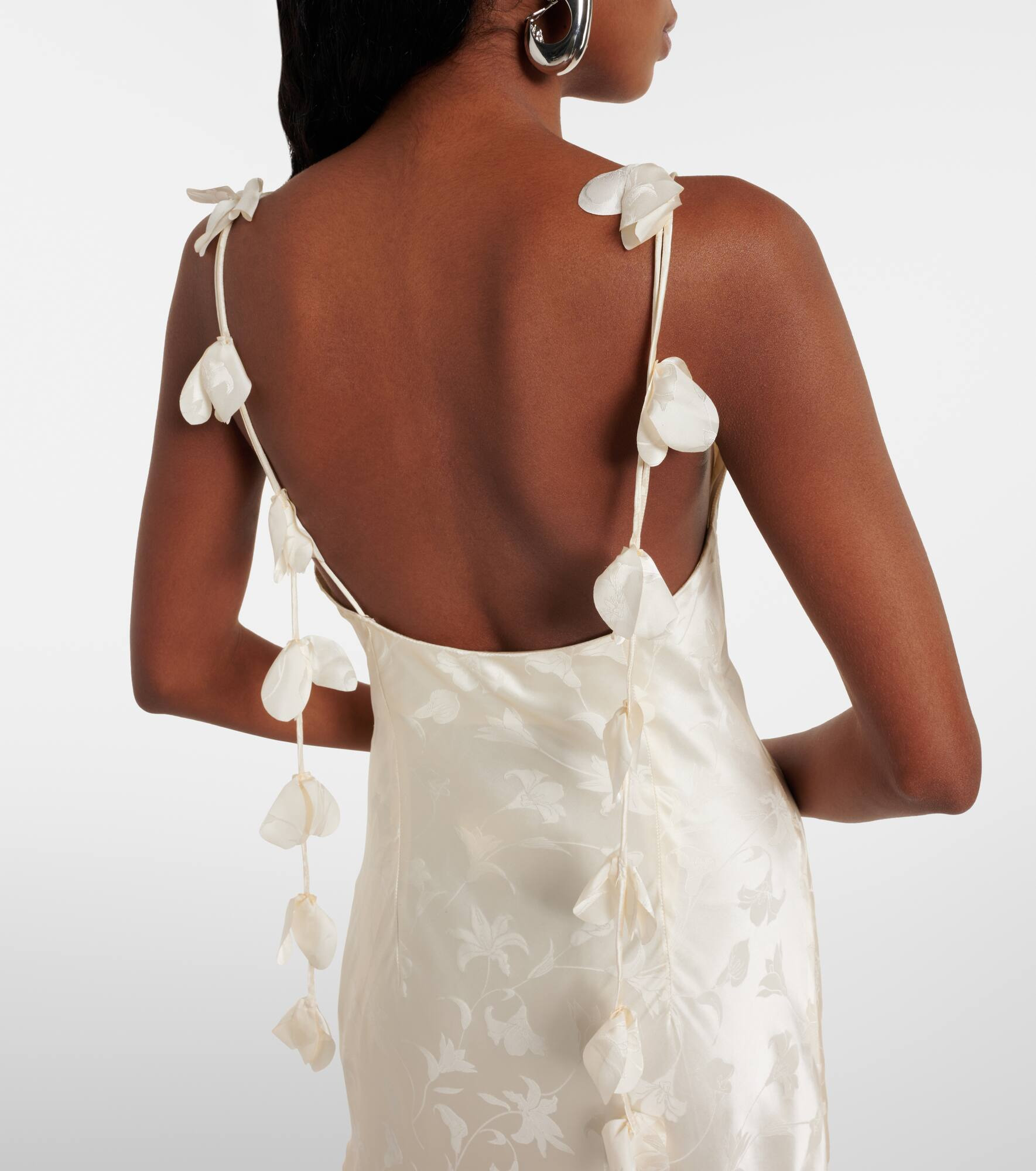Bridal silk satin jacquard midi dress - 5