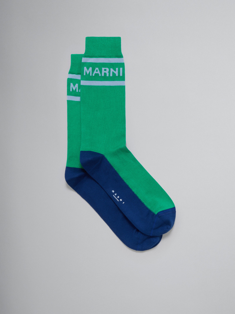 GREEN COTTON SOCKS WITH LOGO 1