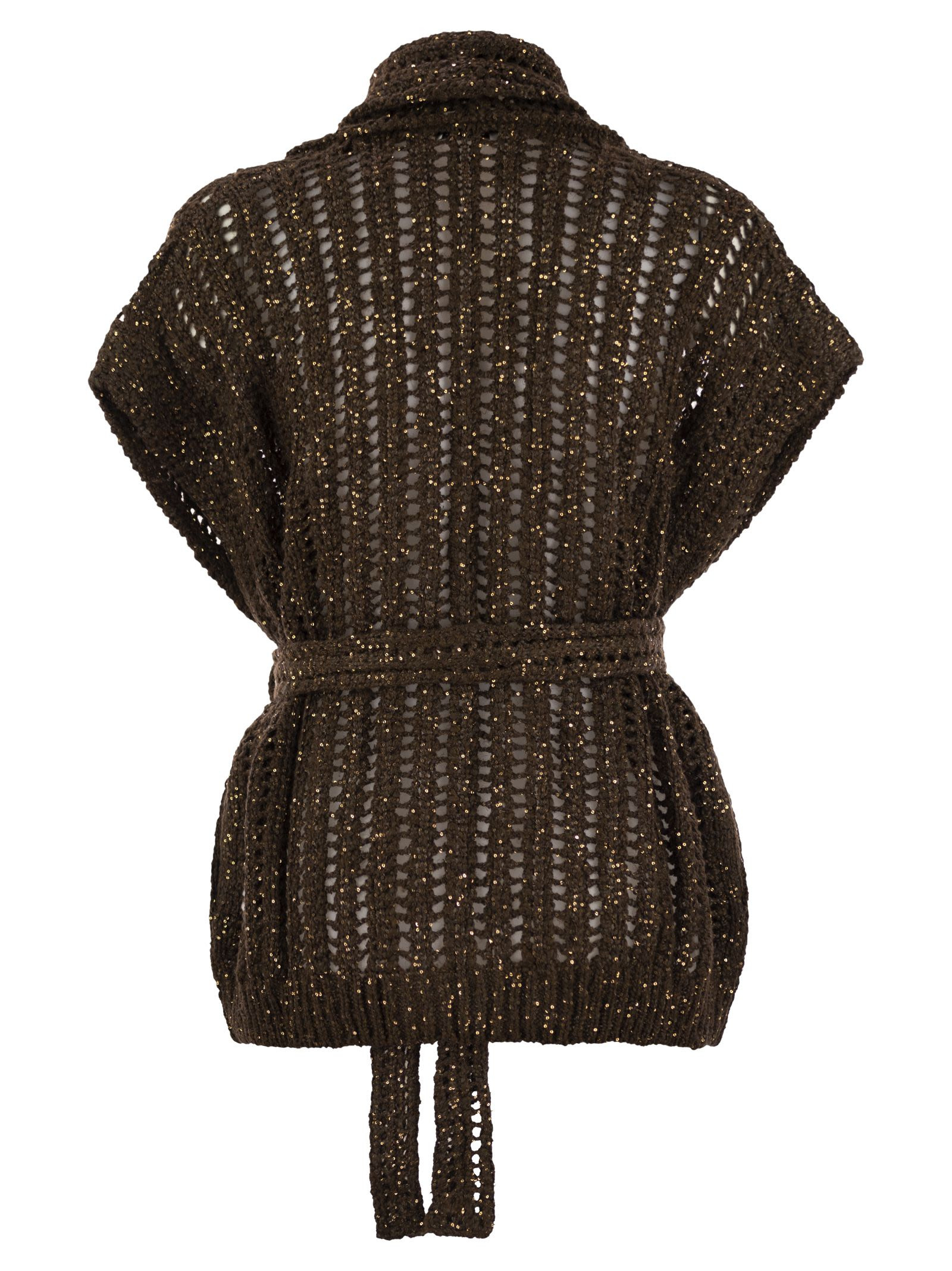 Brunello Cucinelli Women Dazzling Silk And Linen Perforated Rib Cardigan - 2