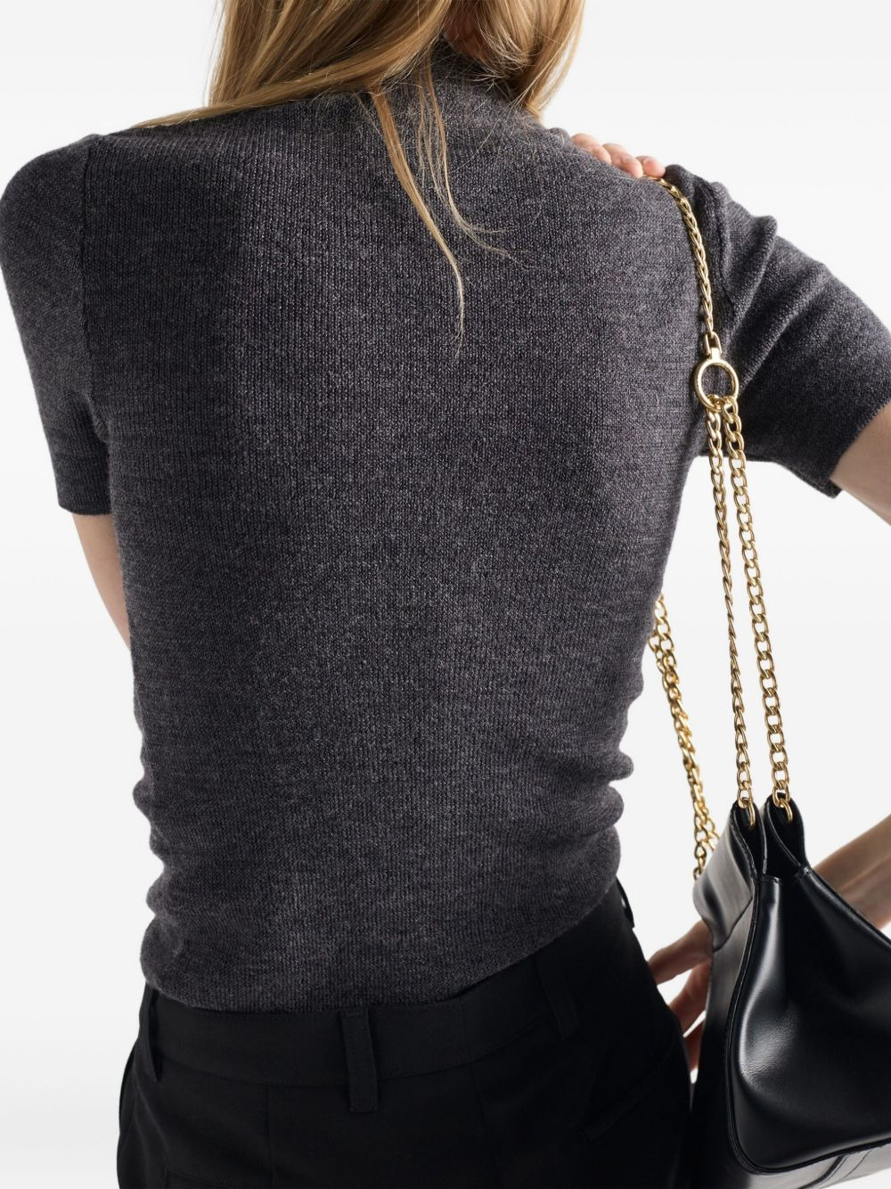 pendant-embellishment short-sleeve sweater - 5