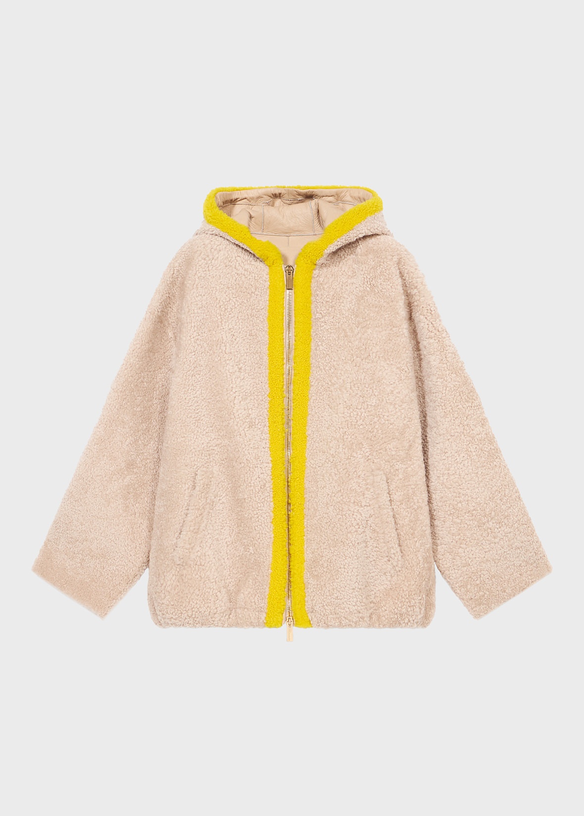 SHEARLING BOMBER JACKET WITH HOOD - 1