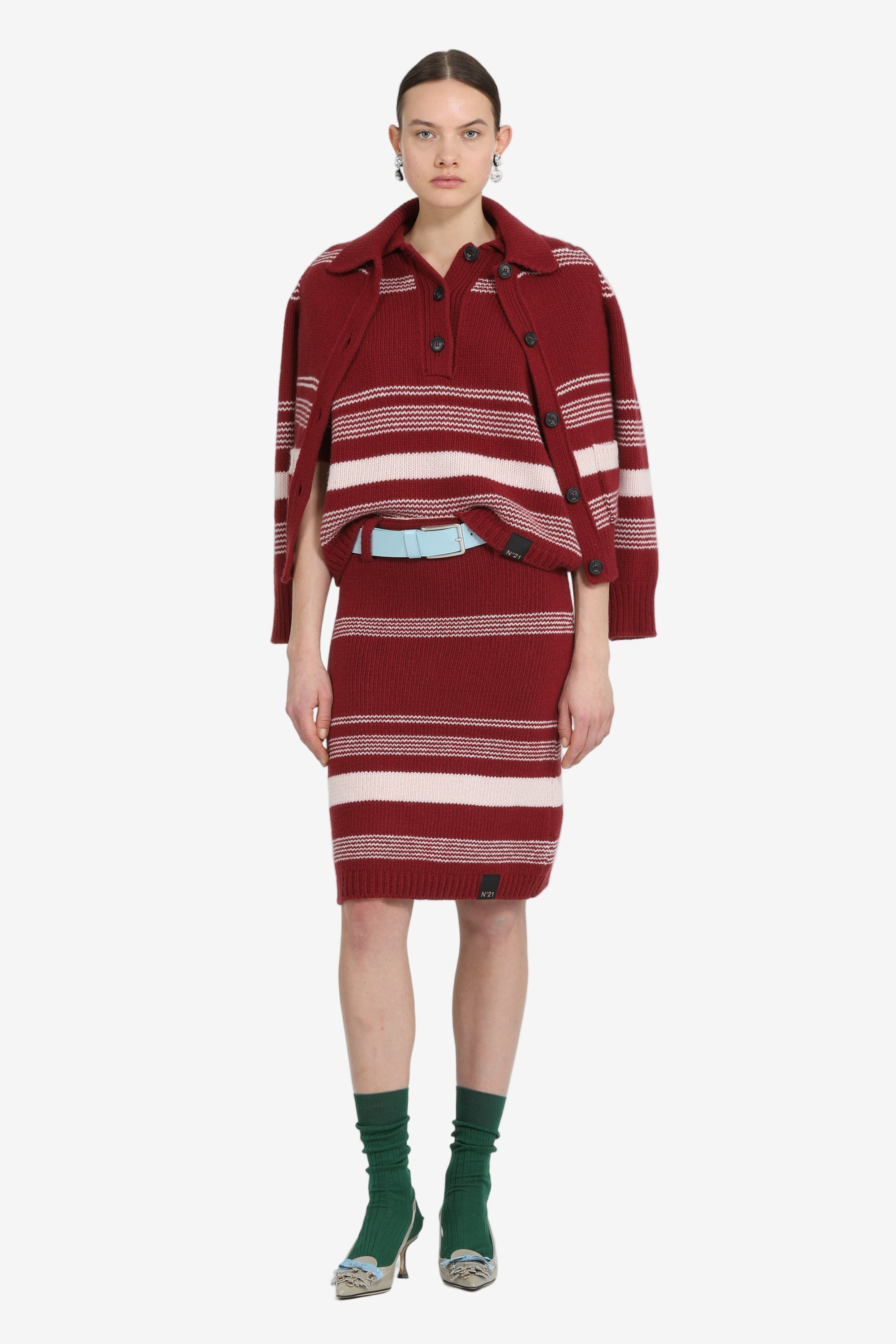 STRIPED KNIT SKIRT - 4