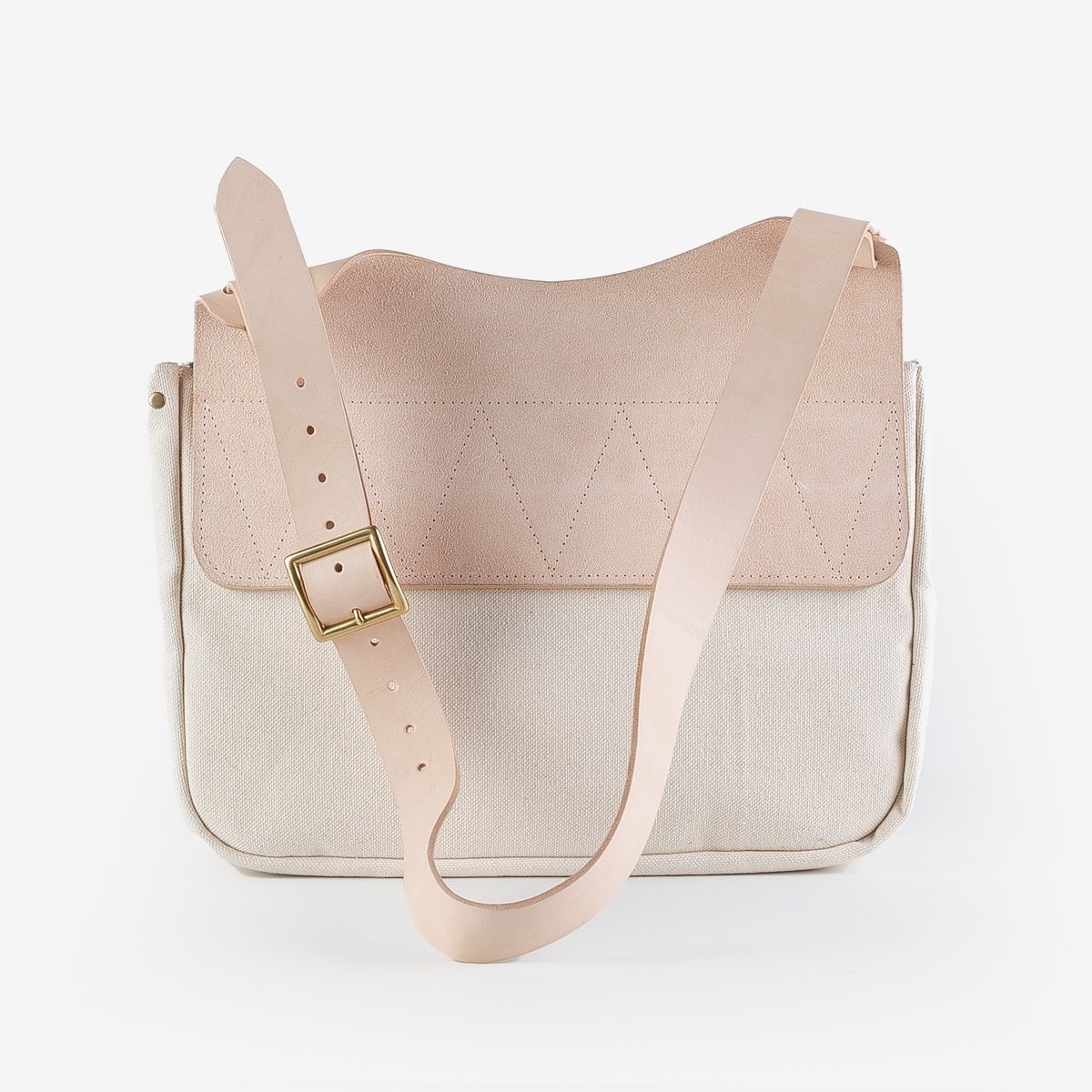OGL-9981-SADDLE-WHT Obbi Good Label Heavy Canvas Saddle Bag with Leather Flap - 4