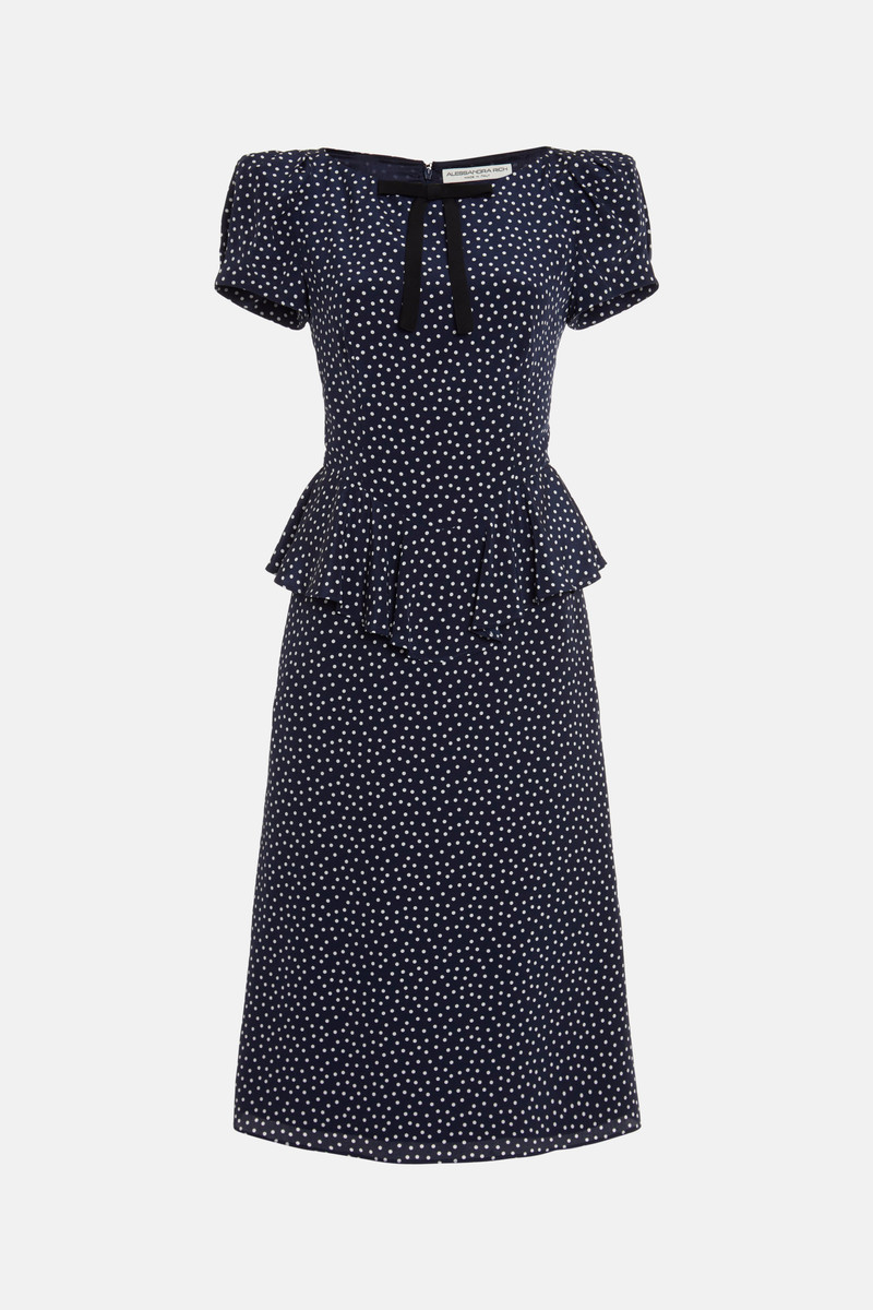 POLKA DOT DRESS WITH PEPLUM - 1
