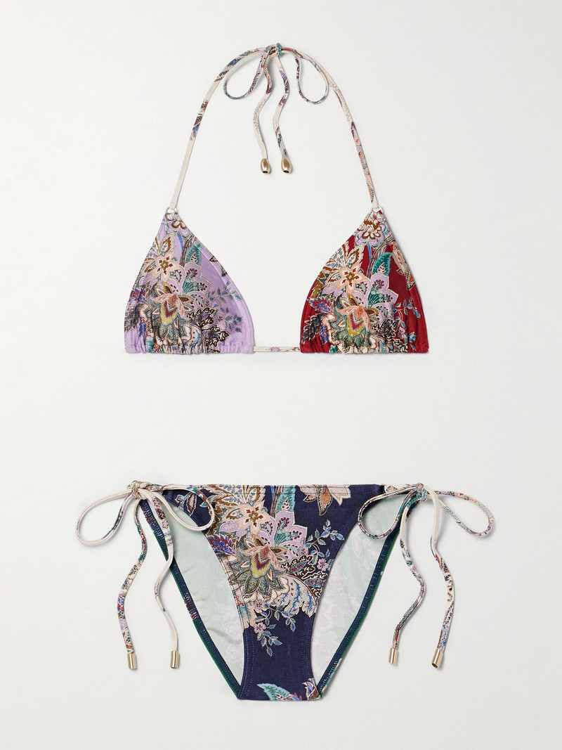 Rhiannon floral-print triangle bikini Blue 1