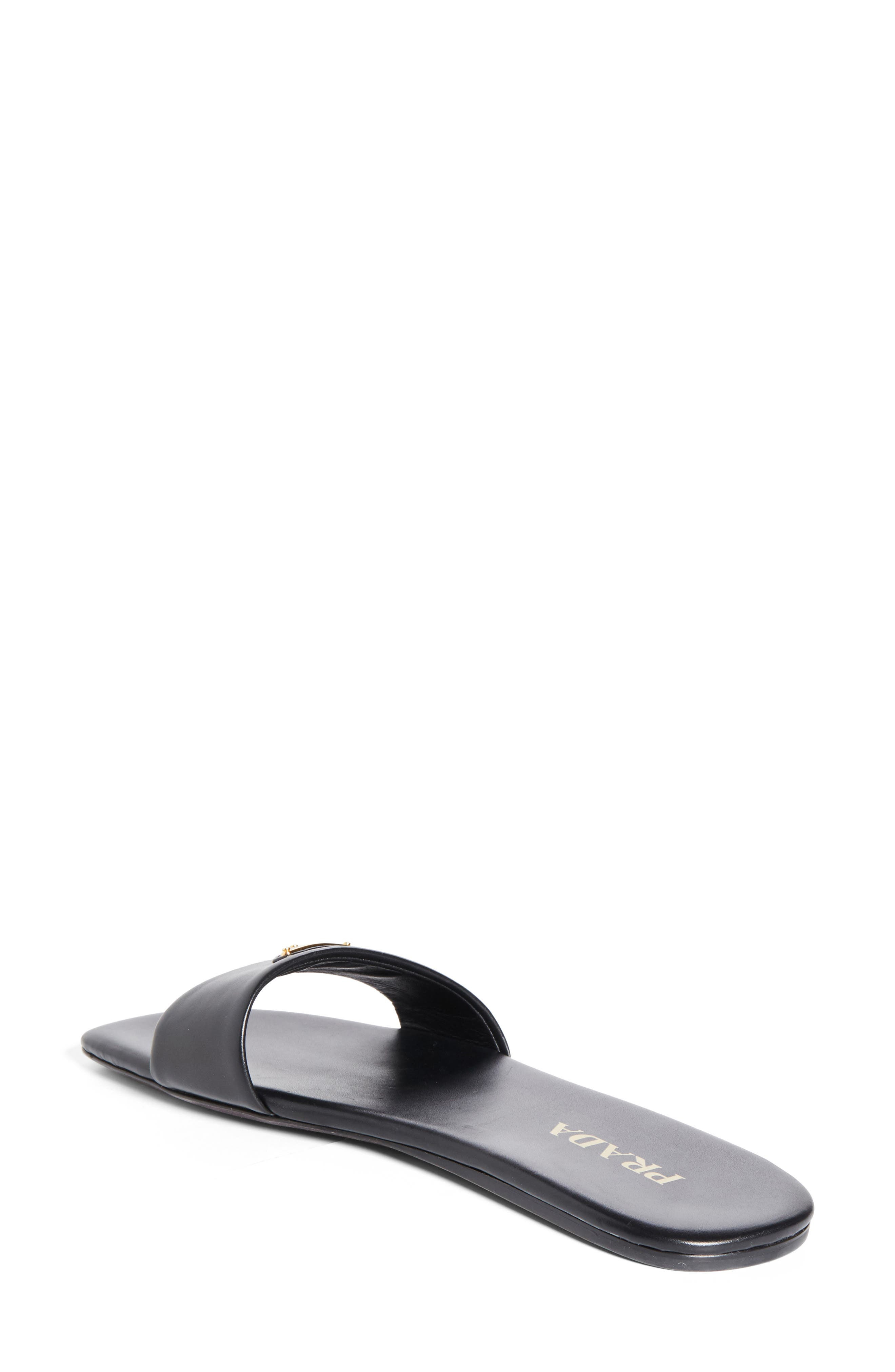 Prada Triangle Logo Slide Sandal in Nero at Nordstrom - 2