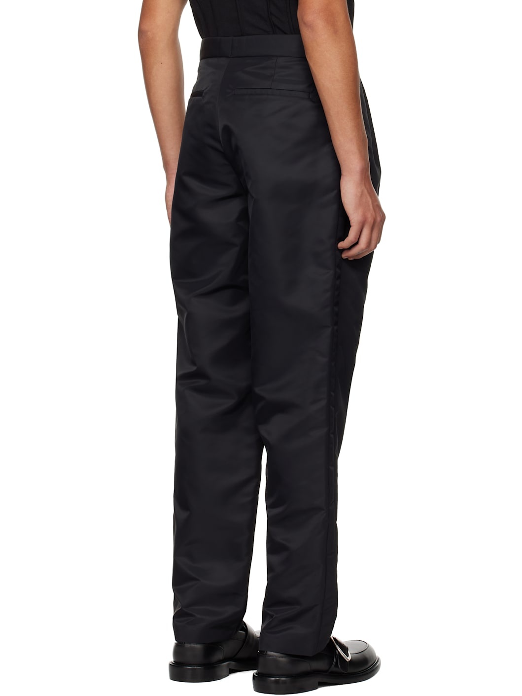 Black Five-Pocket Recycled Nylon Smoking Trousers - 3