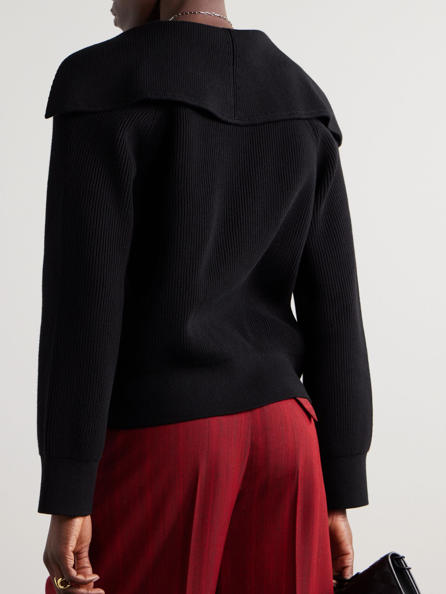 Ribbed cotton-blend sweater Black - 4