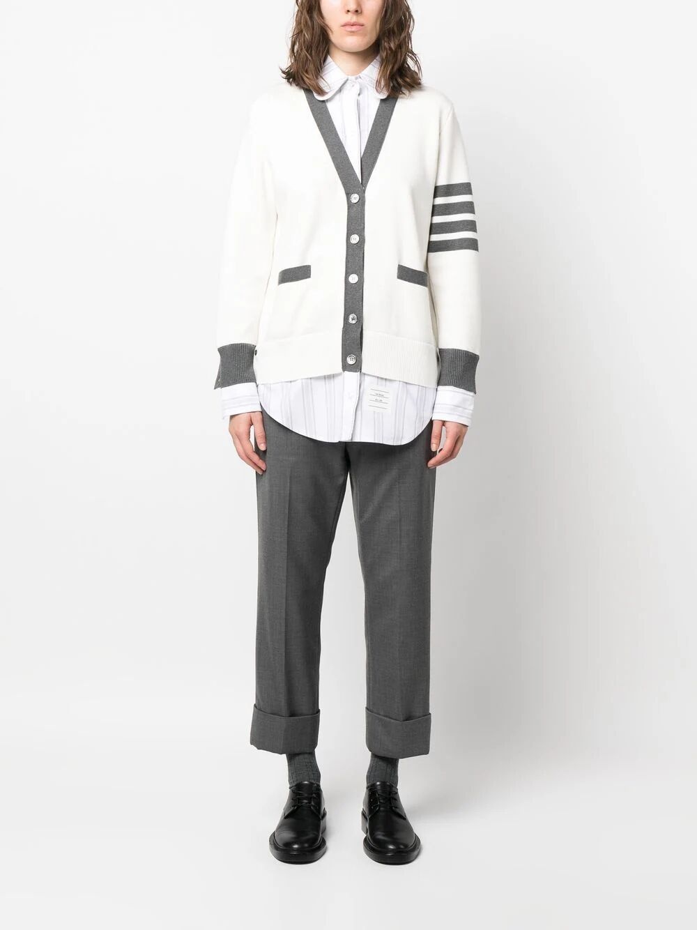 Milano stitch oxford shirt cardigan combo - 2