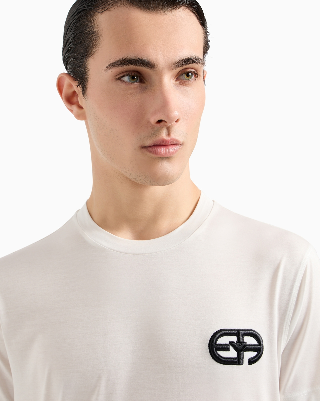 Lyocell-blend jersey T-shirt with ASV EA logo raised embroidery - 5