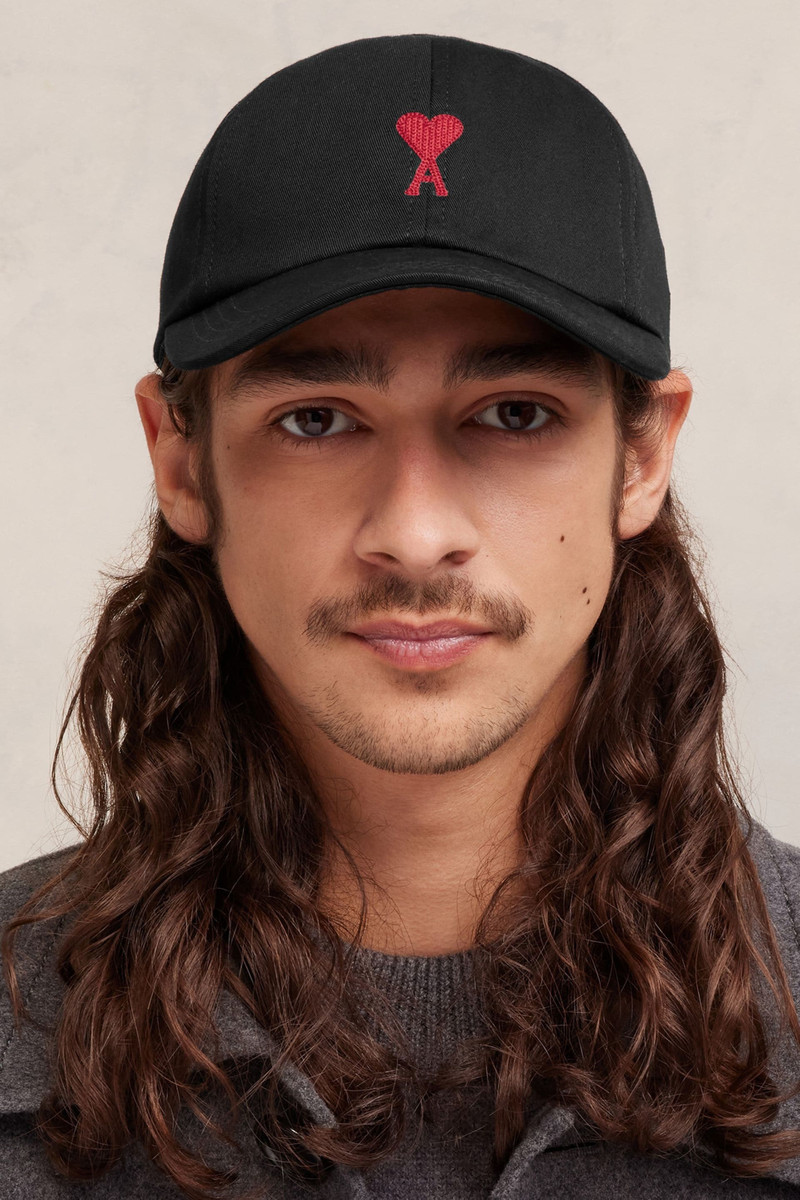 AMI Paris Red Ami De Coeur Embroidery Cap outlook