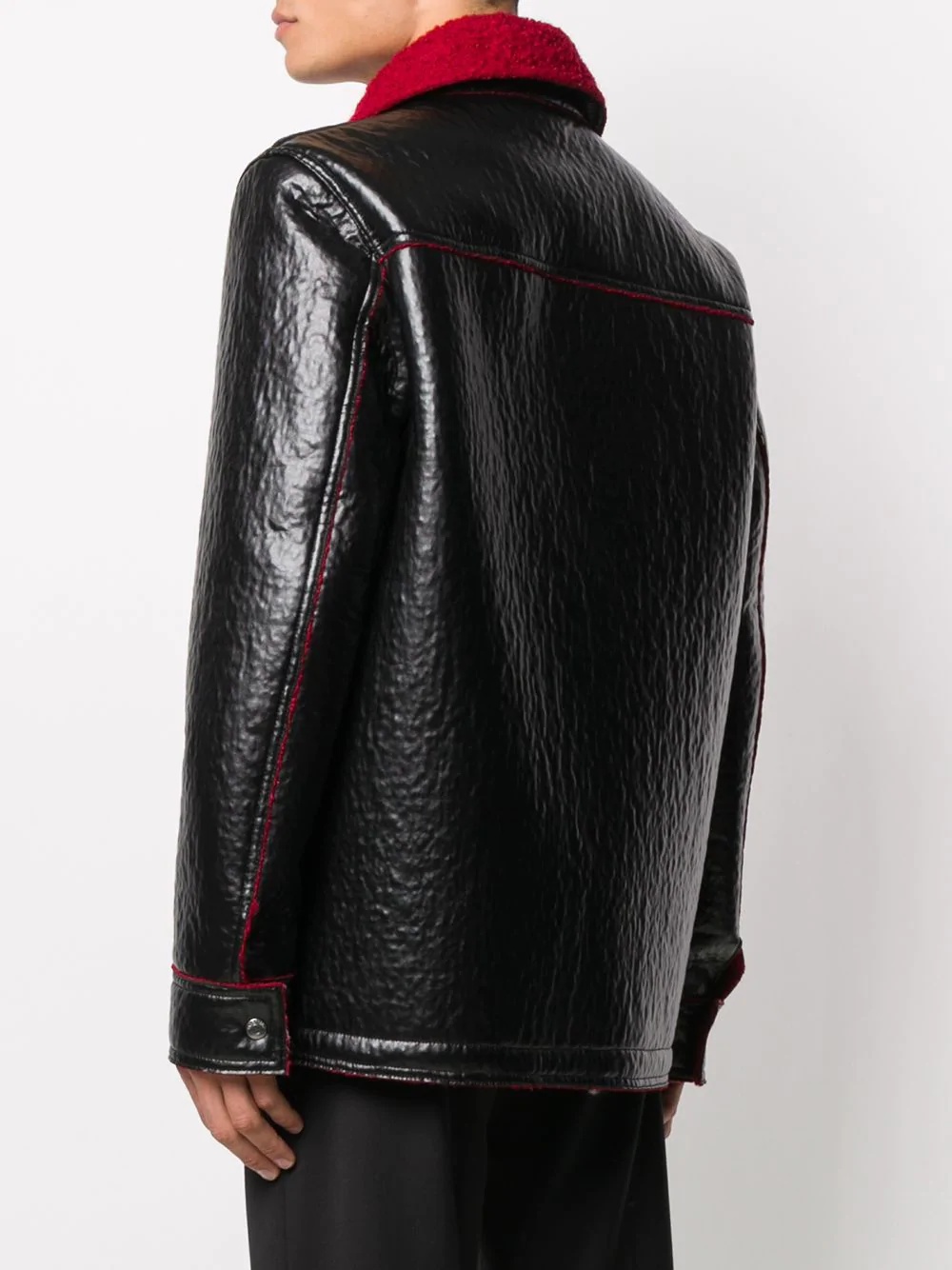 lined leather jacket - 4