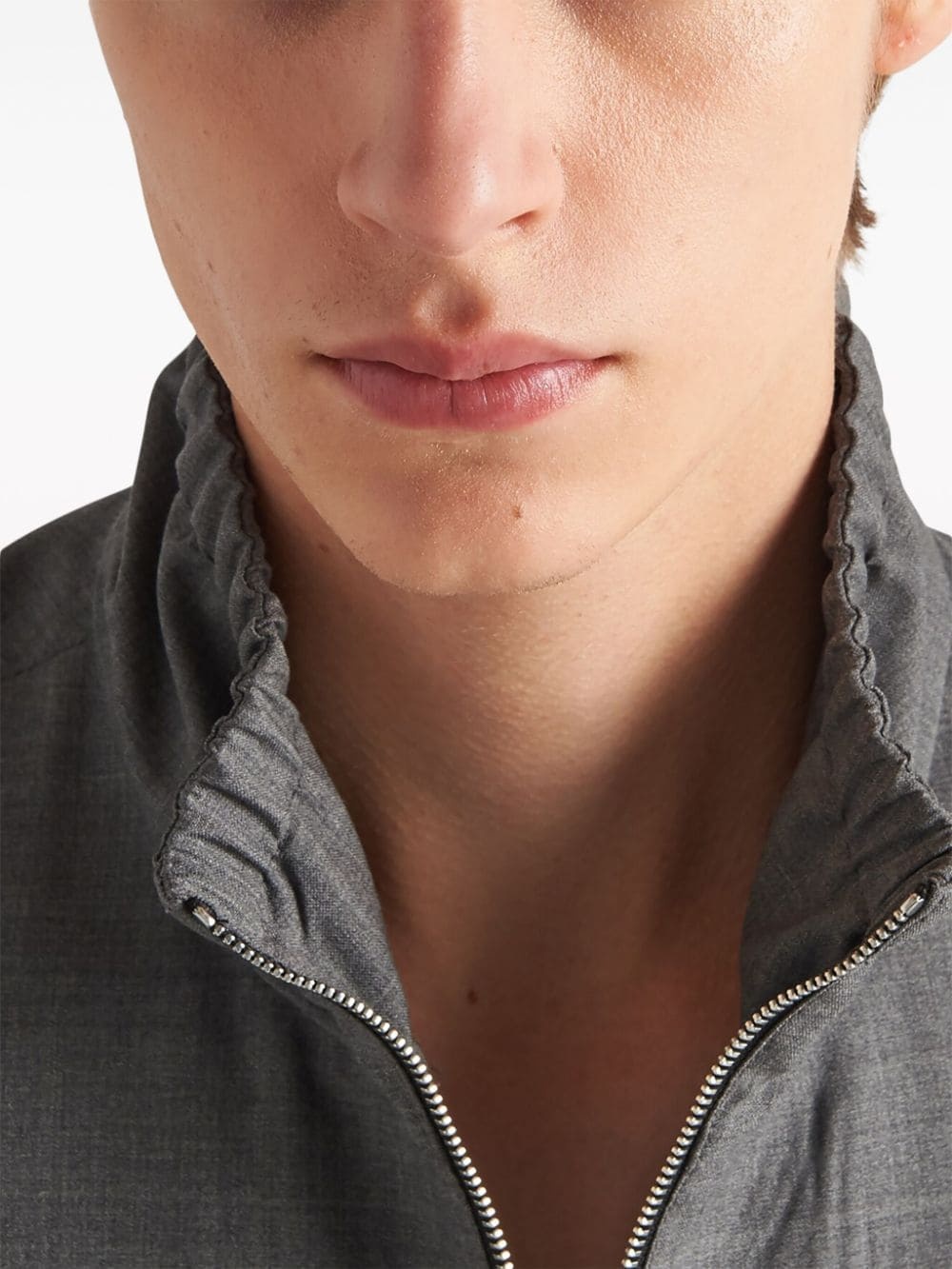 high-neck wool bomber jacket - 5
