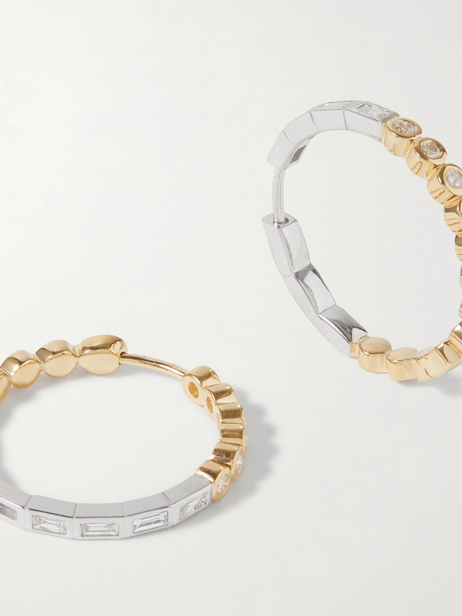 18-karat white and yellow gold diamond hoop earrings Gold - 4