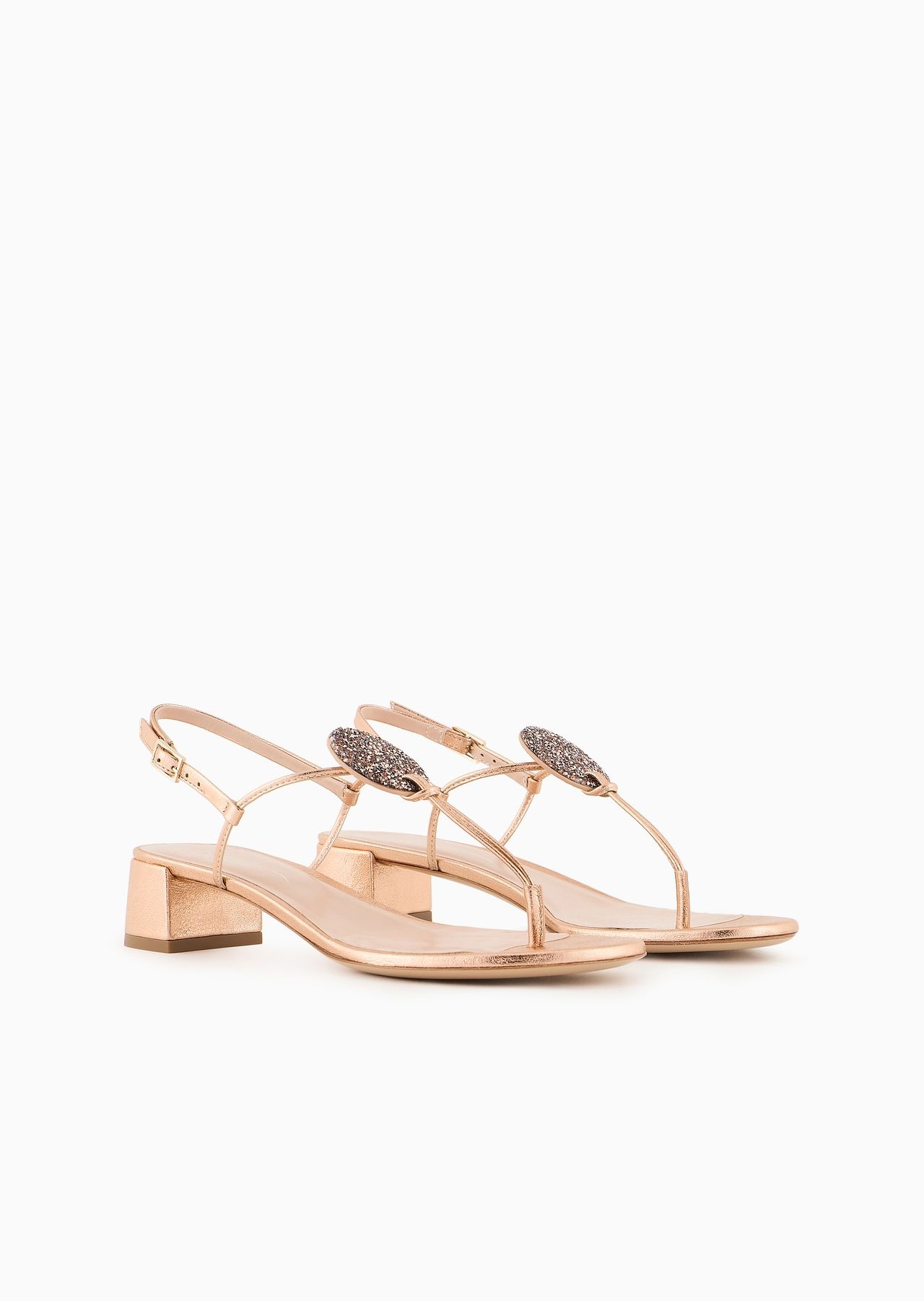 Laminated nappa-leather thong sandals with heels - 2
