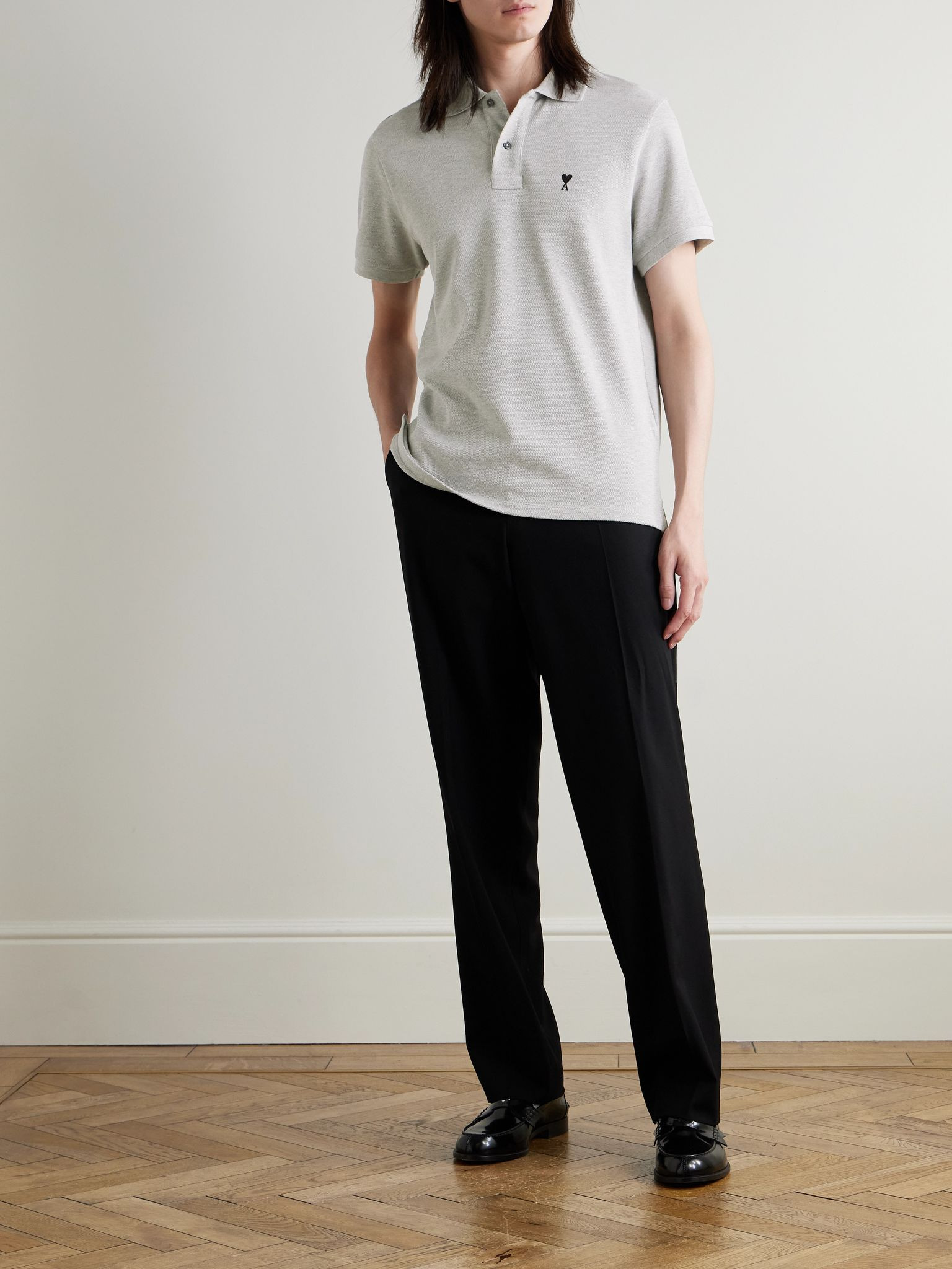 Logo-Embroidered Organic Cotton-Piqué Polo Shirt Gray - 2